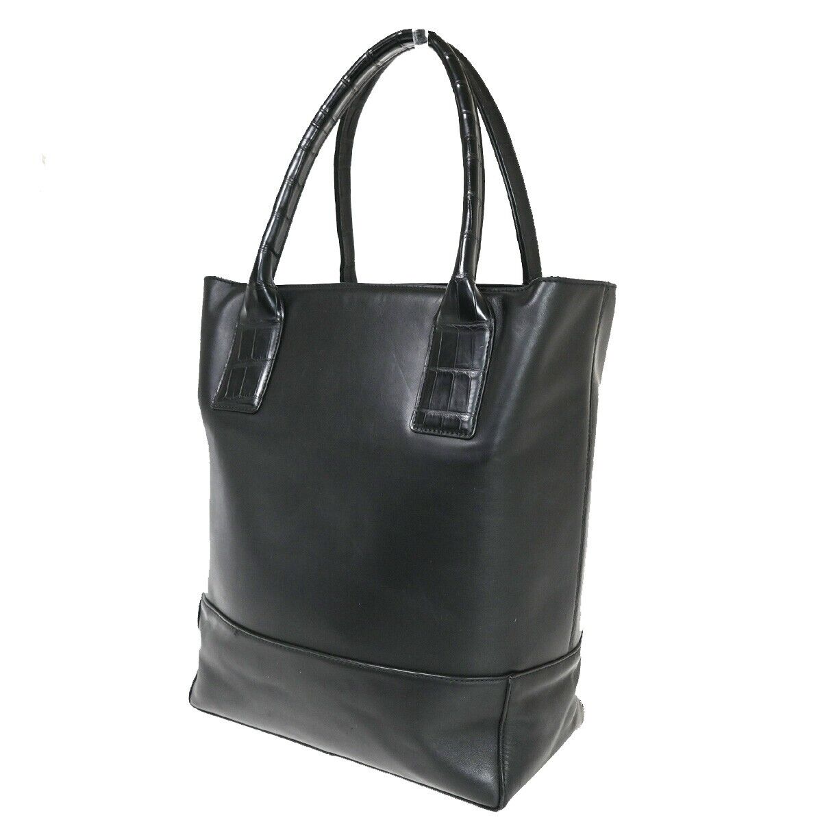 BOTTEGA VENETA Logo Shoulder Tote Bag embossing Leather Black Italy  75SH569