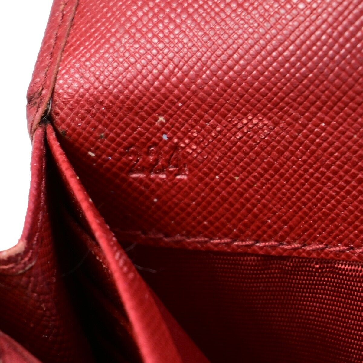 PRADA Logo Bifold Long Zipper Bifold Wallet Saffiano Leather Red Gold 03EB369