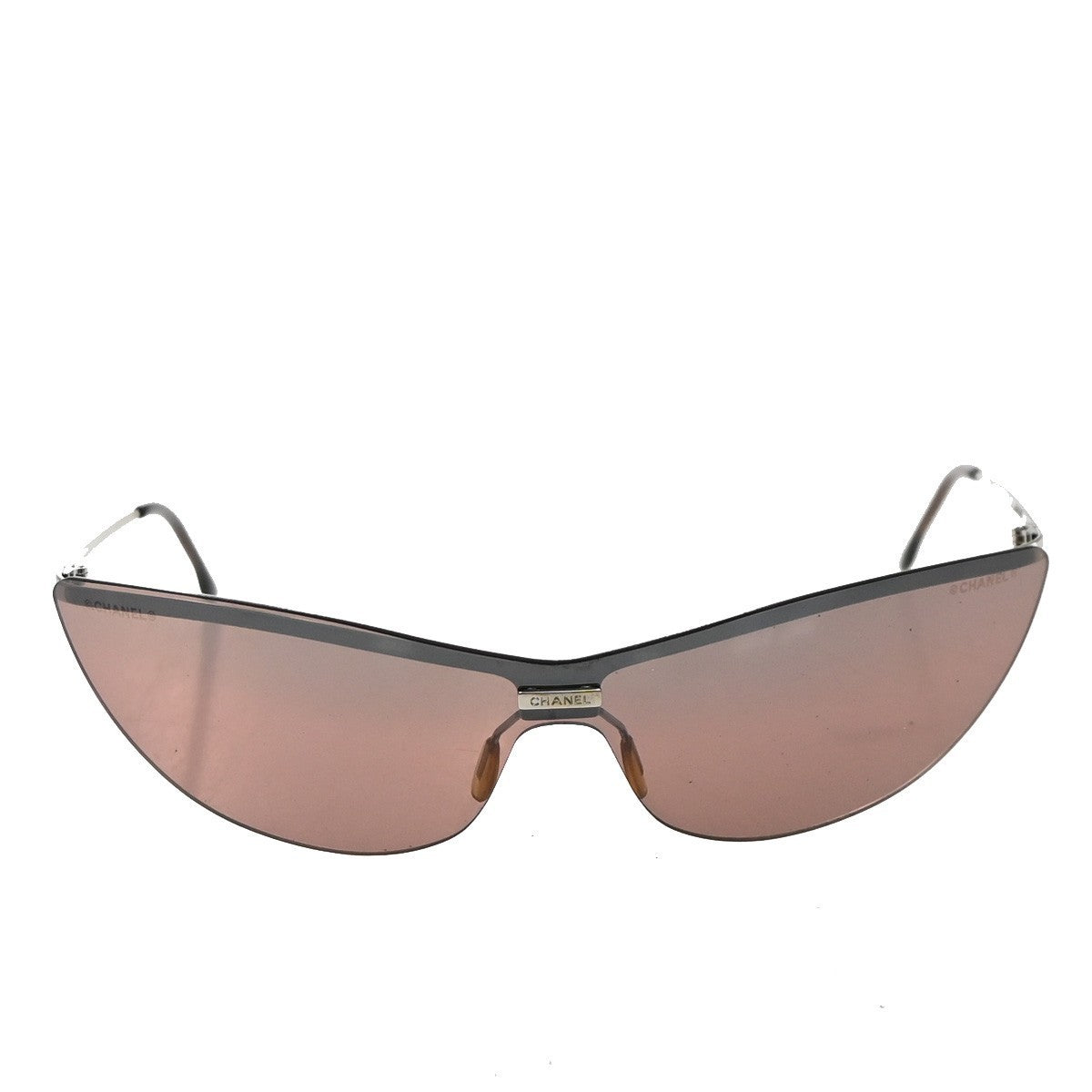 CHANEL CC Logo Sunglasses Eye Wear Plastic Metal Brown Silver 4041 33RP141