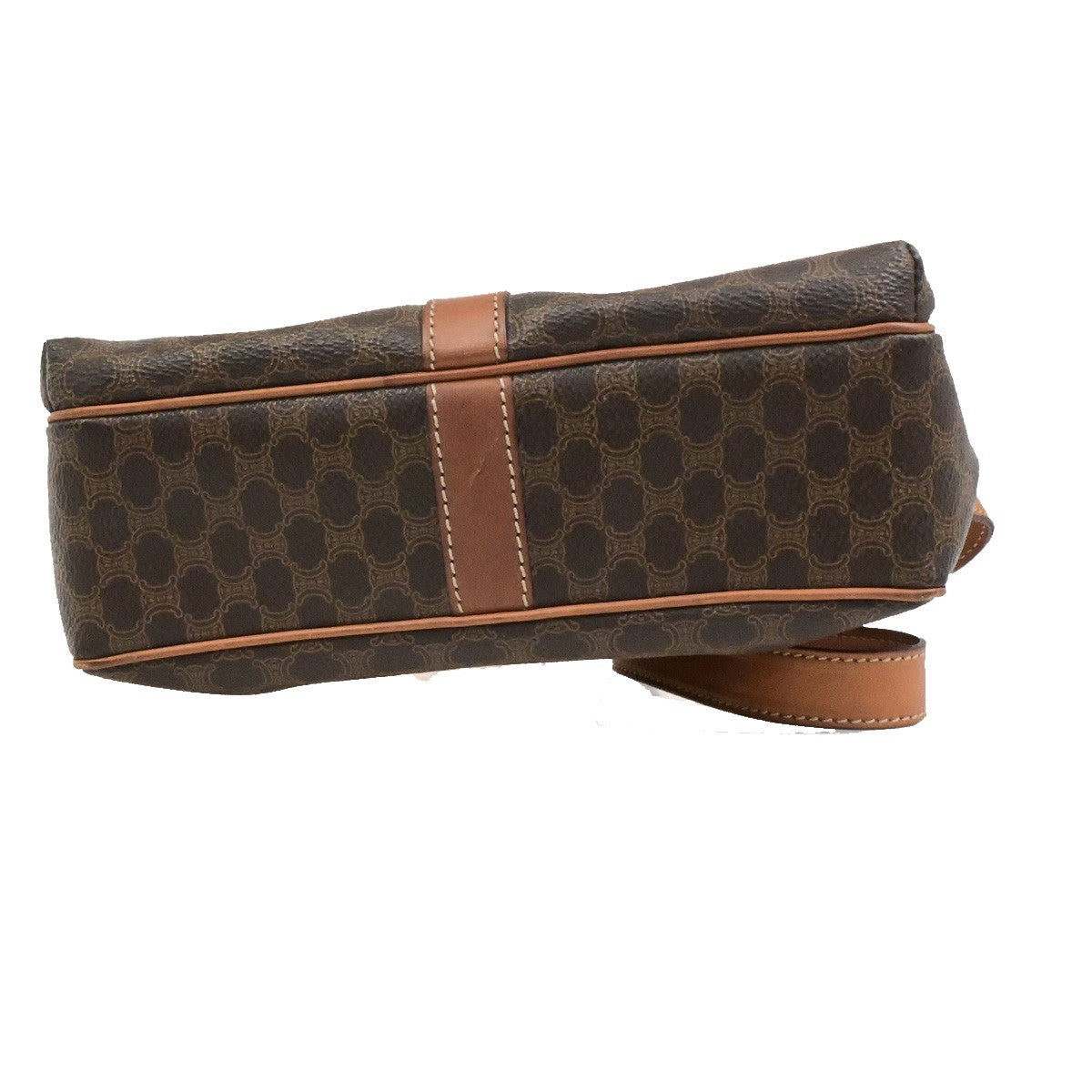 CELINE Logo Macadam Pattern Shoulder Bag PVC Leather Brown GHW Italy 64YH136