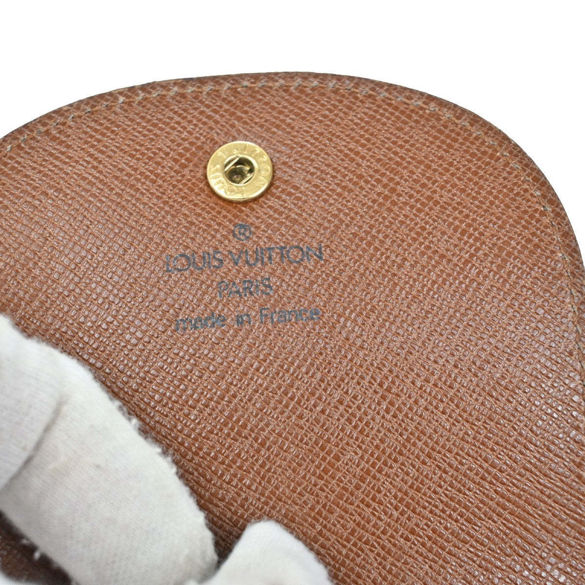 LOUIS VUITTON LV Logo 2 Set Coin Case Wallet Monogram Leather Brown 05EF836