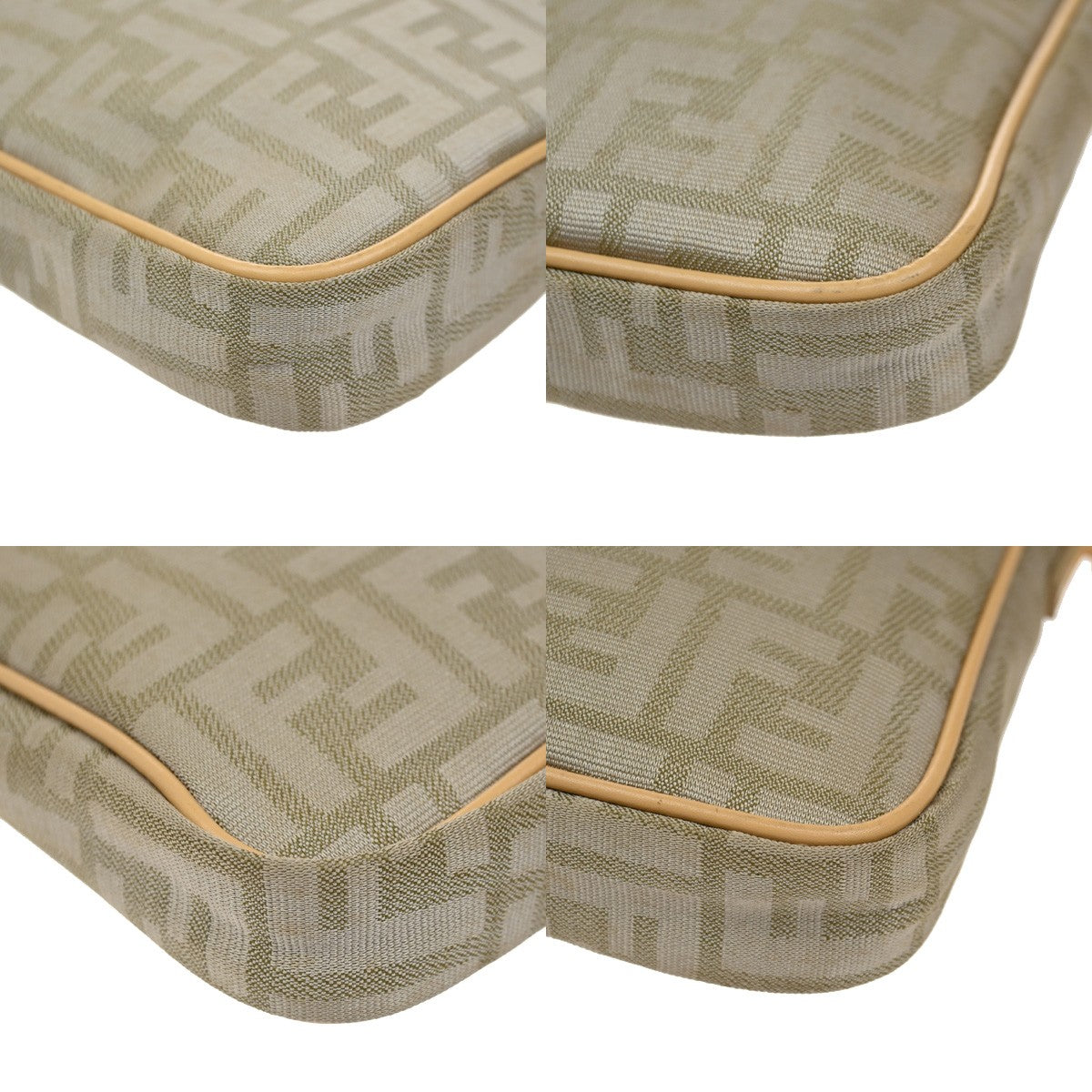 FENDI Logo Zucca Pattern Shoulder Bag Canvas Leather Beige GHW Italy 65YH781