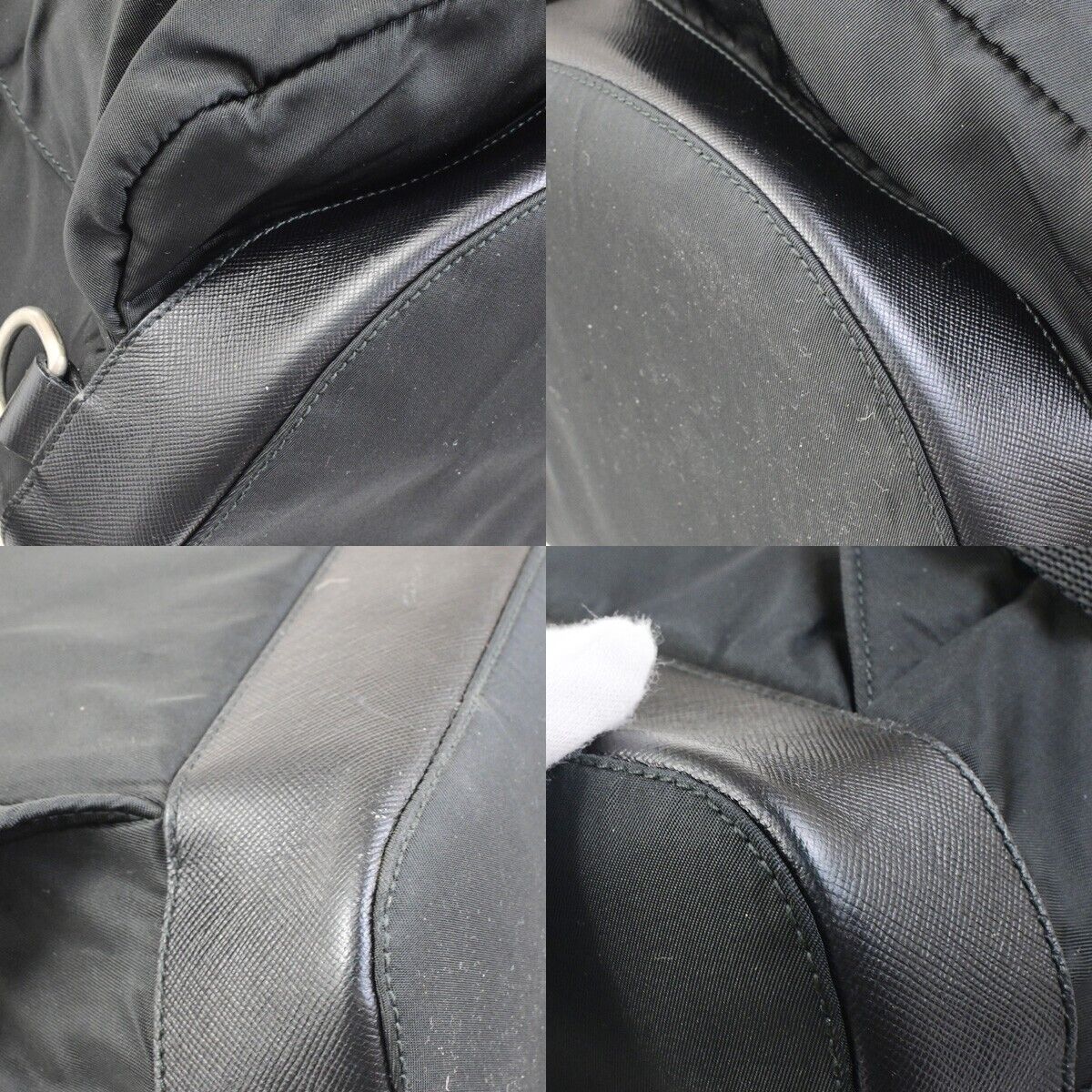 PRADA MILANO Logo Backpack Bag Nylon Leather Black Silver Made In Italy 83KA433
