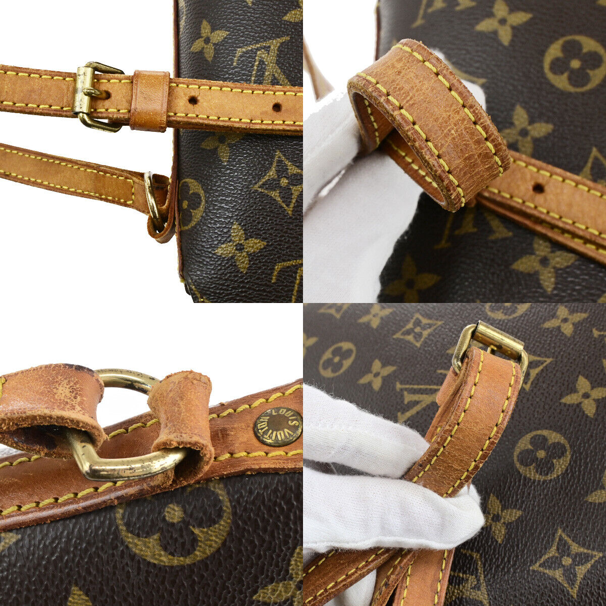 LOUIS VUITTON Logo Drouot Shoulder Bag Monogram Leather Brown M51290 34SJ621