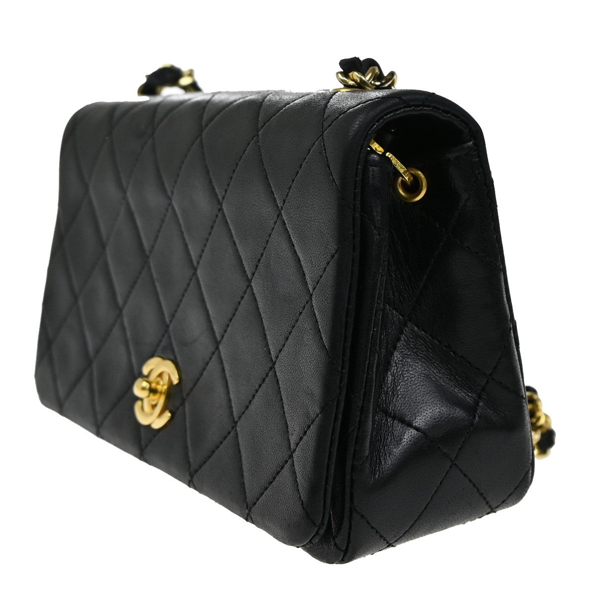 CHANEL CC Mini Matelasse Chain Shoulder Bag Leather Black GHW Vintage 385RL426
