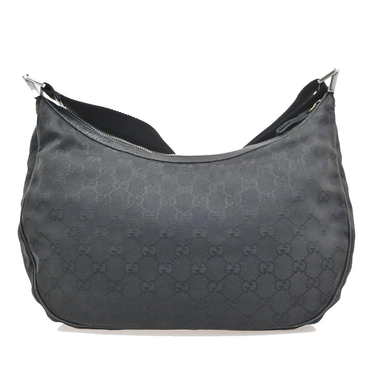 GUCCI Logo GG Pattern Shoulder Hand Bag Canvas Leather Black SHW Italy 62MA493