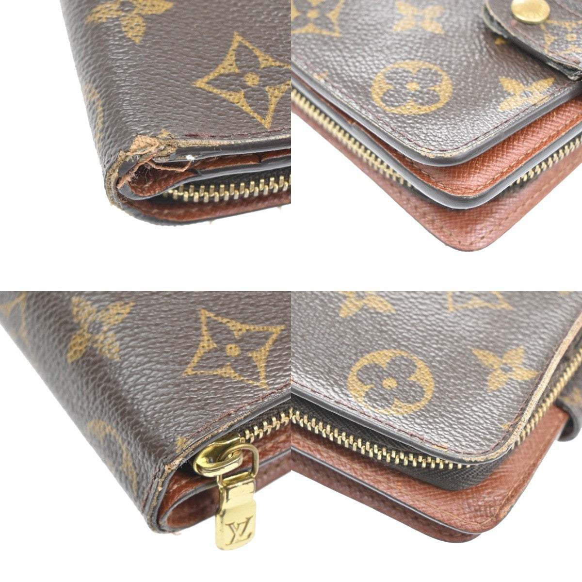 LOUIS VUITTON Compact Zip Bifold Wallet Monogram Leather France M61667 07CA388