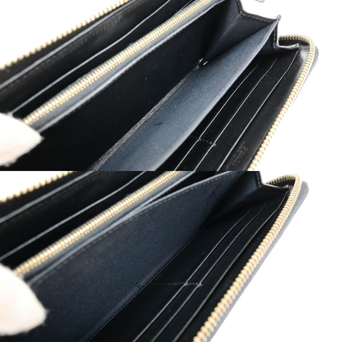 FENDI Logo Zipper Long Around Wallet Leather Black Italy 61EE083