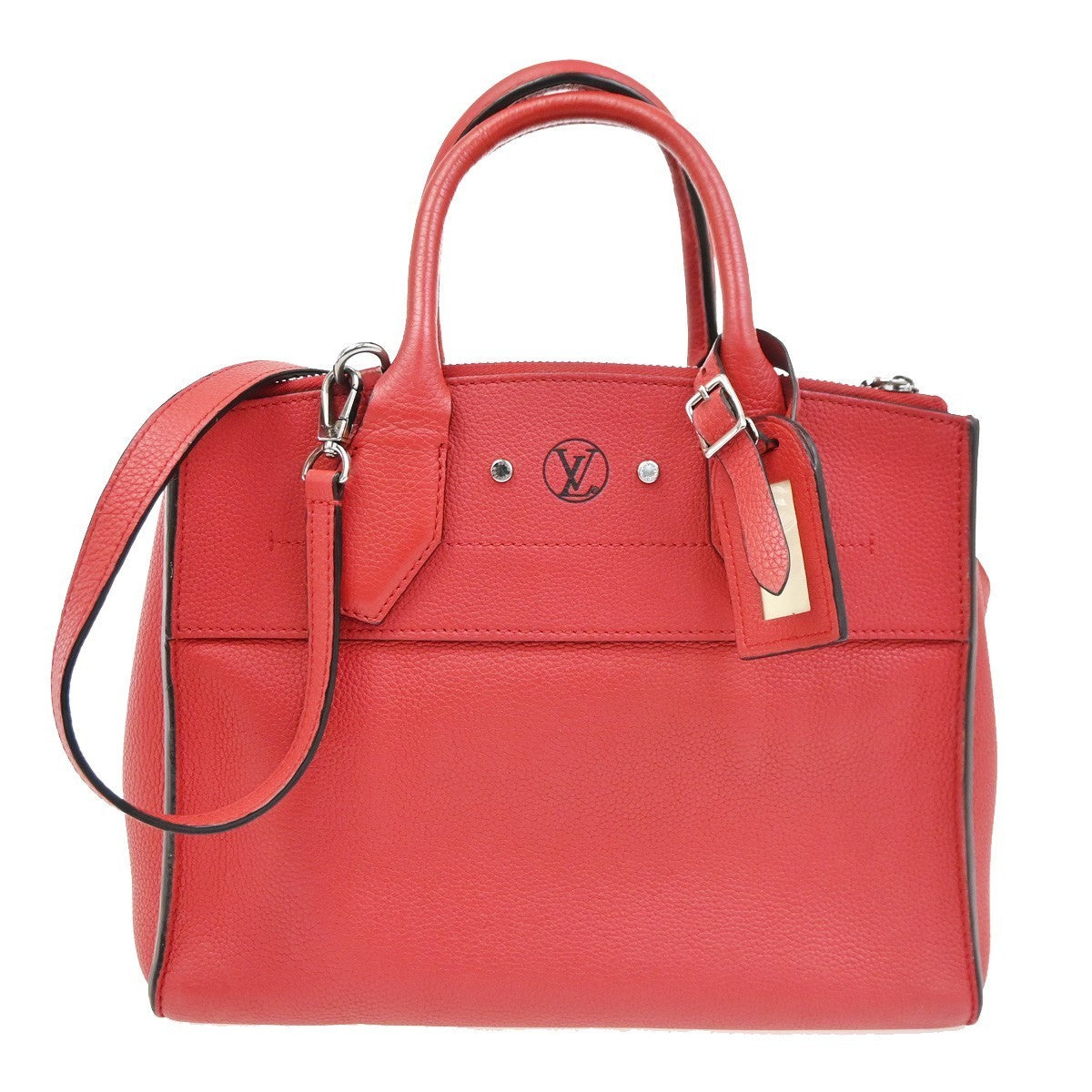 LOUIS VUITTON City Steamer PM 2Way Shoulder Hand Bag Calf Leather Red 55RQ066