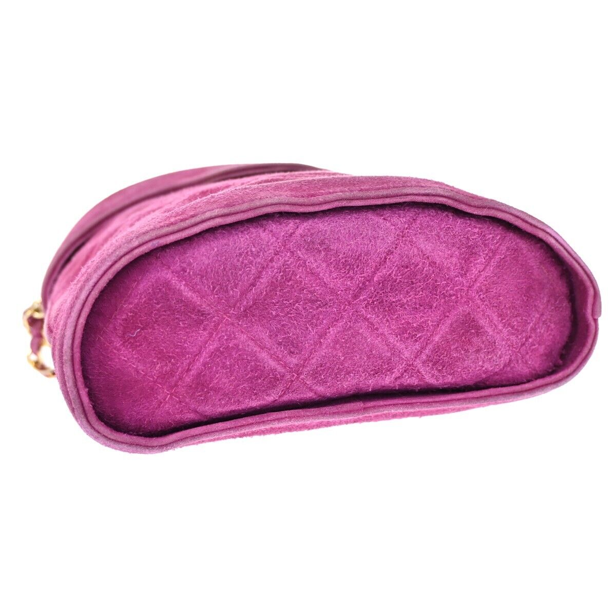 CHANEL CC Logo Fringe Shoulder Vanity Bag Suede Leather Purple Vintage 638HB349