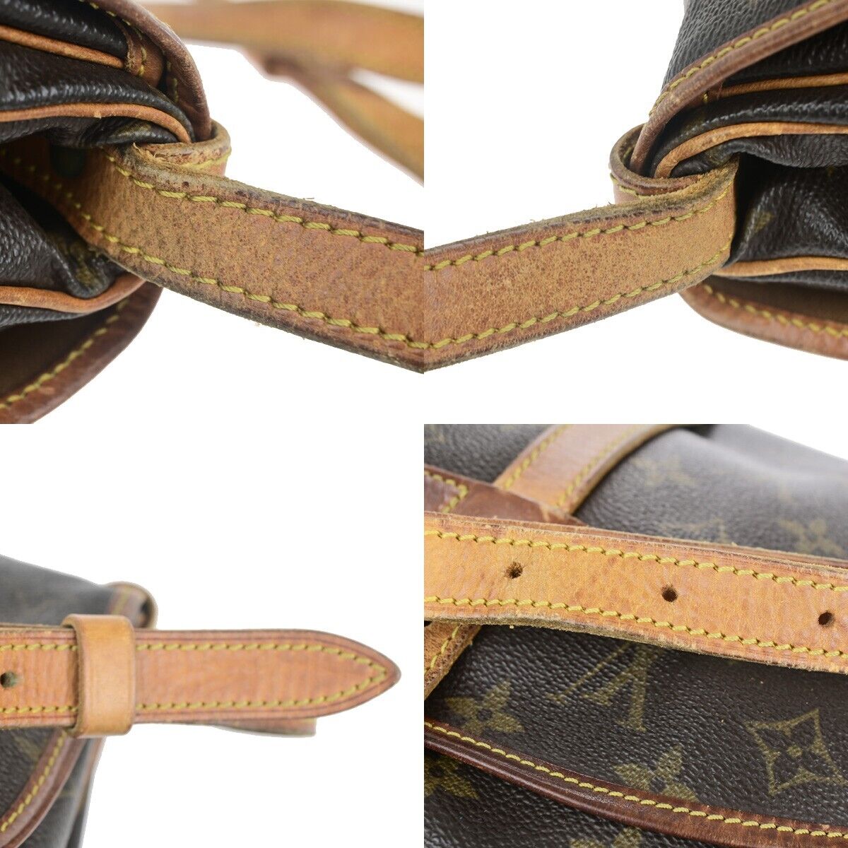 LOUIS VUITTON Logo Saumur 30 Shoulder Bag Monogram Leather Brown M42256 30HC017