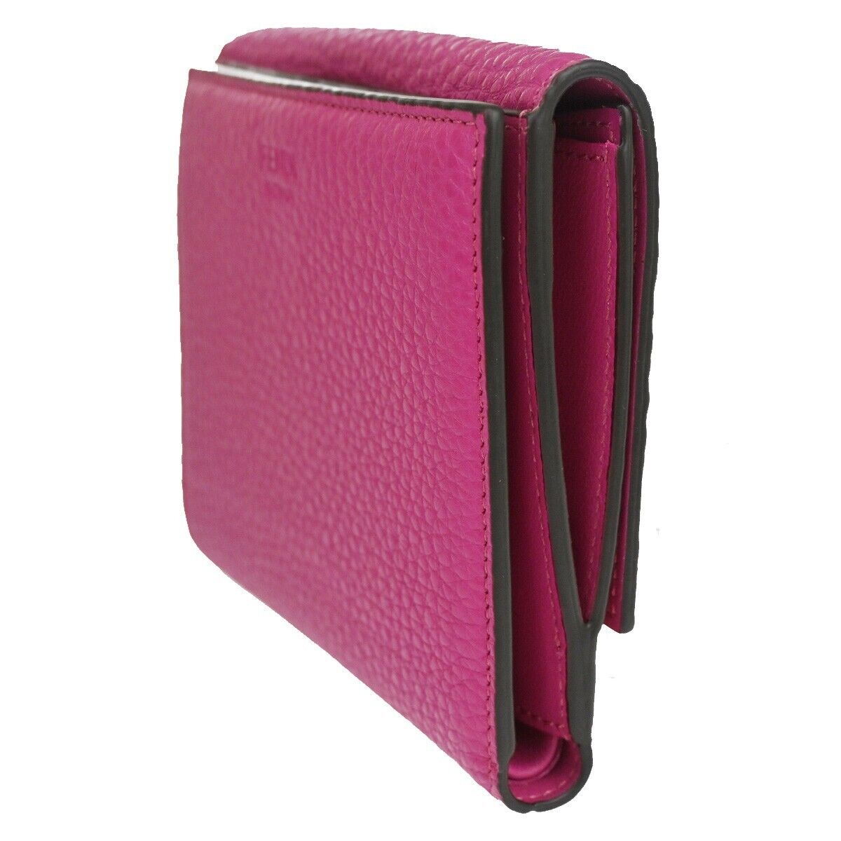 FENDI Logo Peekaboo Bifold Wallet Purse Leather Magenta SHW Italy 39RJ491