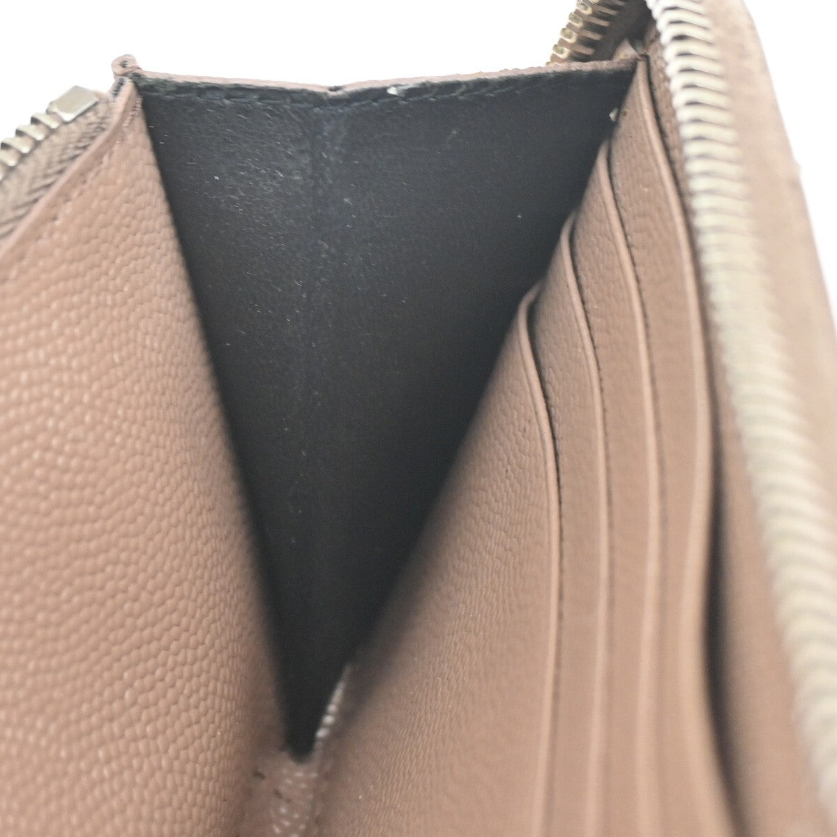 SAINT LAURENT YSL Logo Zipper Aroung Long Wallet Leather Brown SHW 64EF031