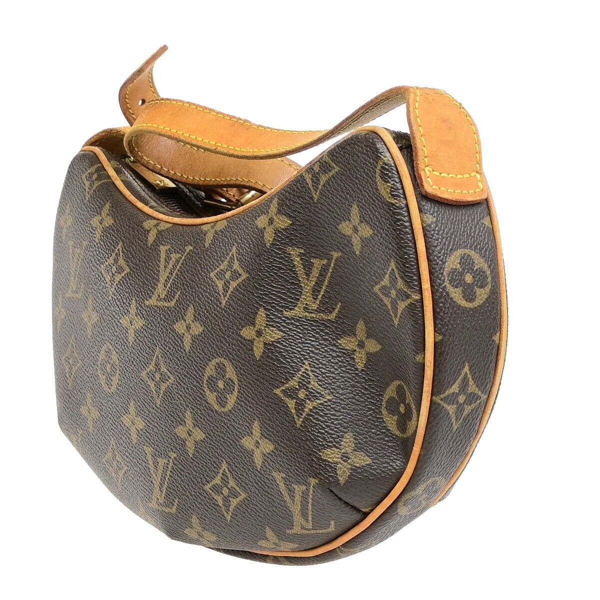 LOUIS VUITTON Pochette Croissant Hand Bag Monogram Leather Brown M51510 29EE048