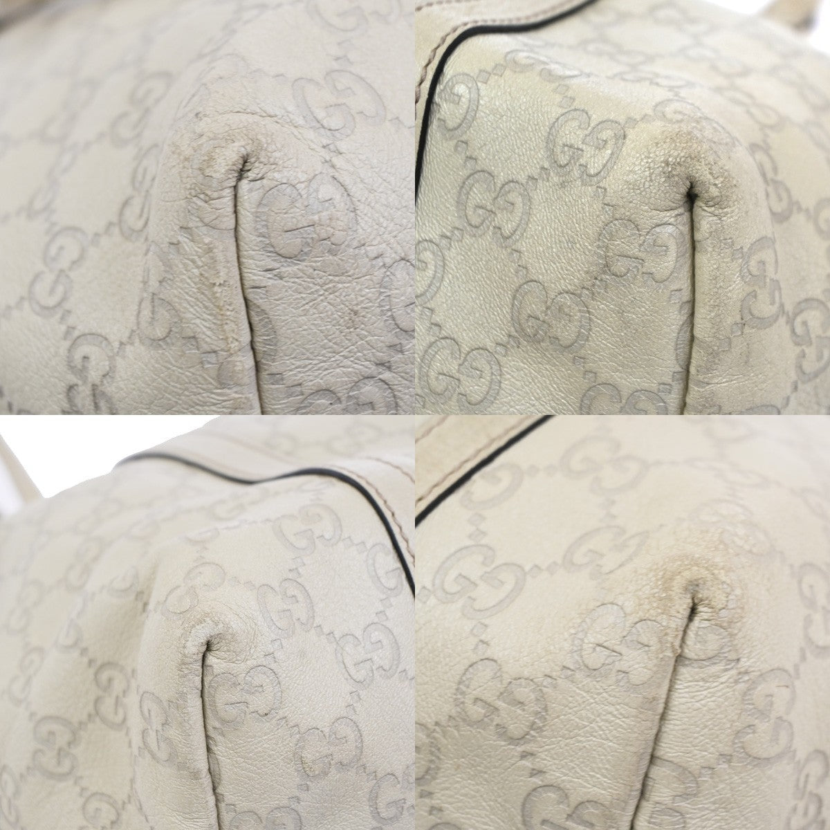 GUCCI Logo GG Pattern Guccissima​ Shoulder Bag Leather Beige GHW Italy 38CB035