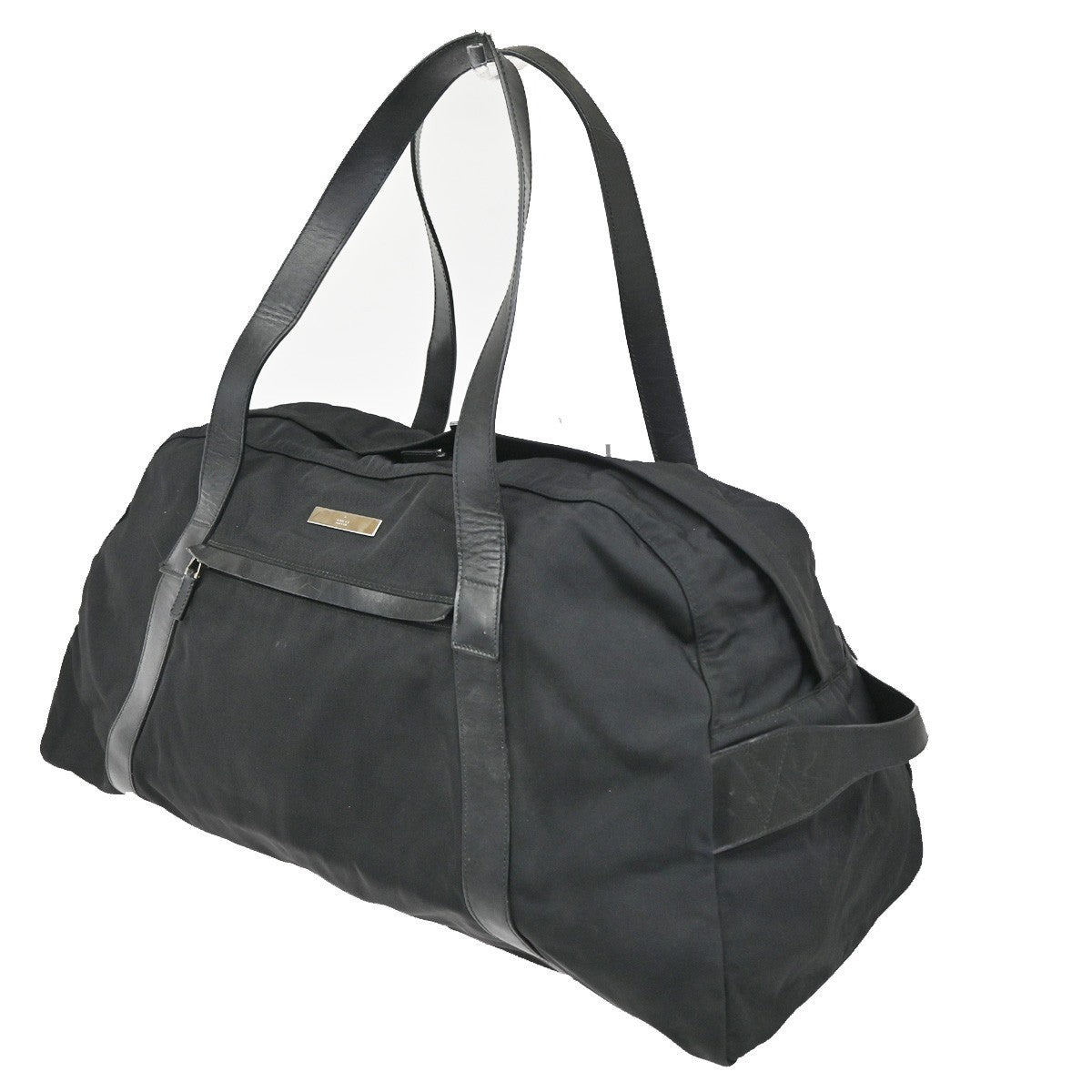 GUCCI Logo Shoulder Travel Hand Bag Nylon Leather Black SHW Italy 07KC492