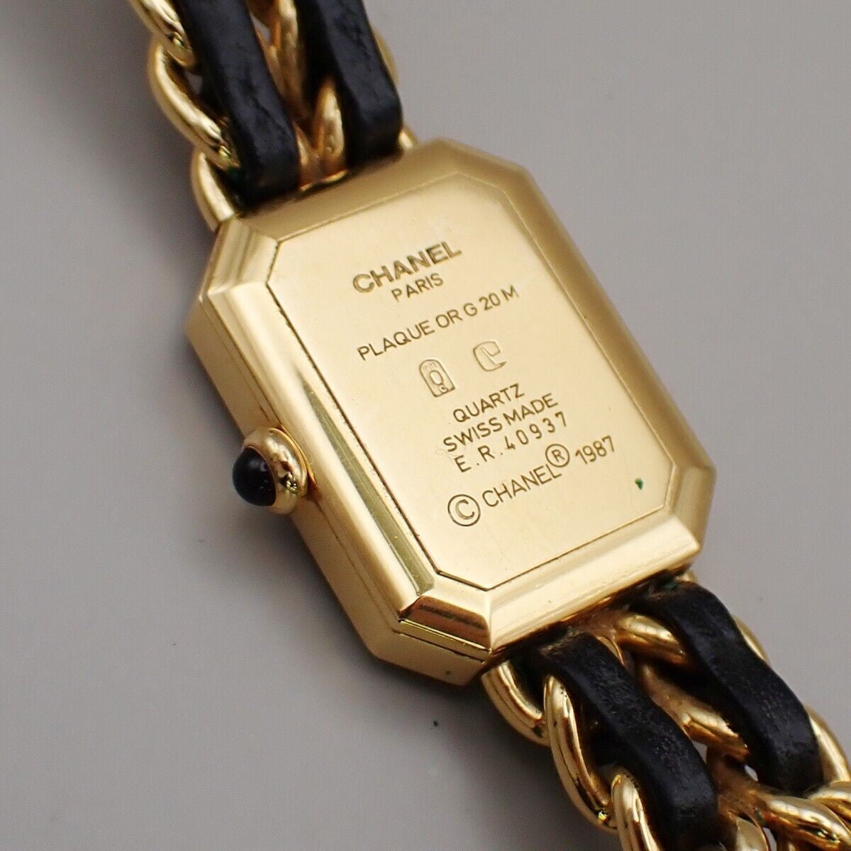 CHANEL Logo Premiere Watch H0001  # L Quartz Gold Plated Leather GHW 670RK948