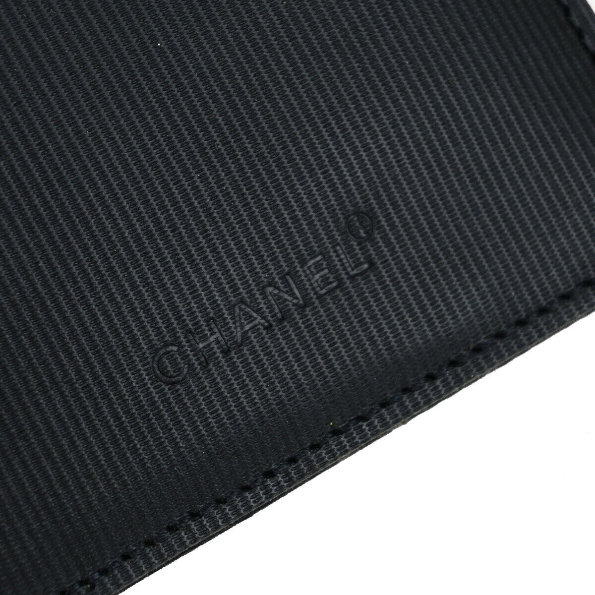 CHANEL Logo Travel Line Bifold Wallet Nylon Leather Black 69KA311