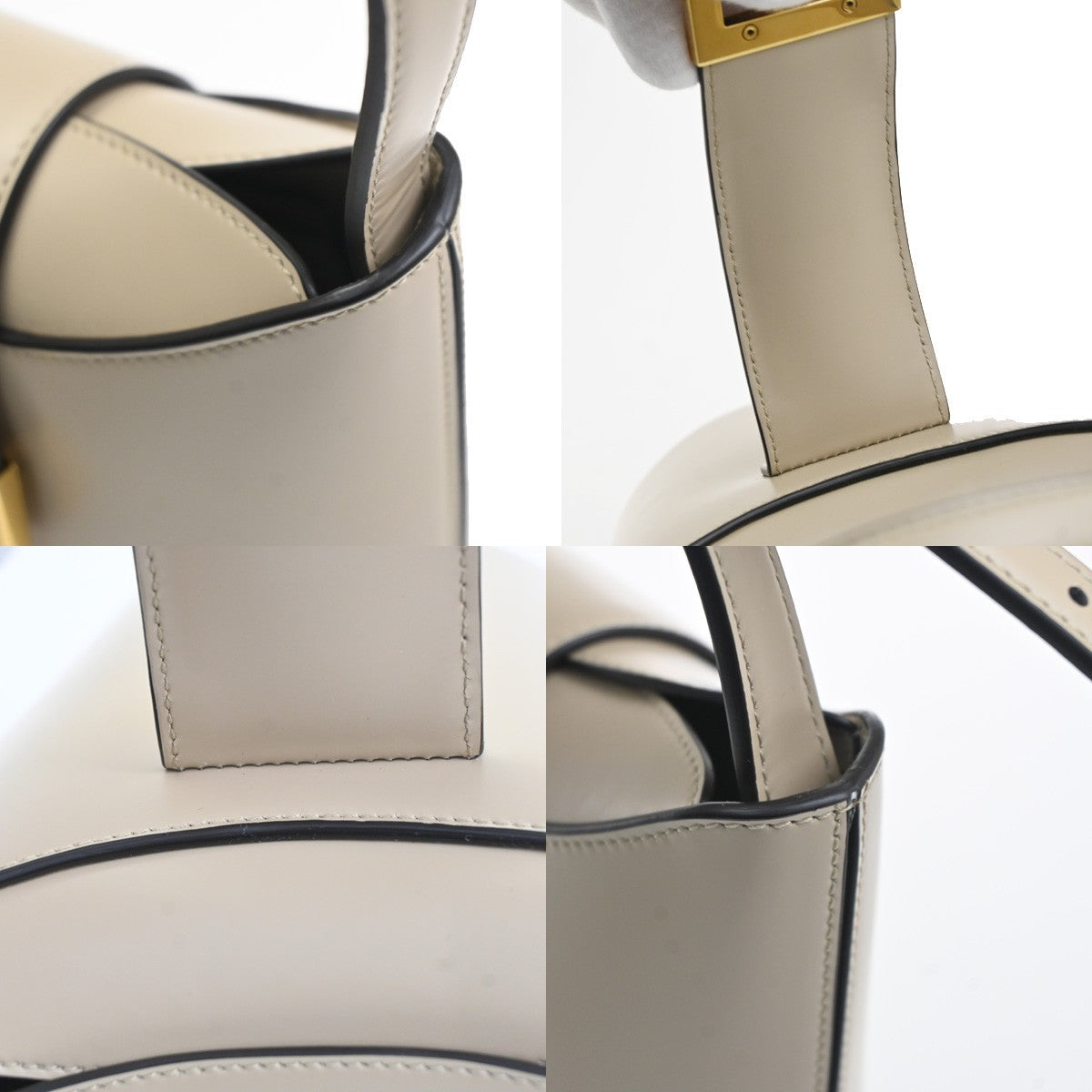Salvatore Ferragamo Logo Gancini Shoulder Hand Bag Leather Beige Italy 19RL934