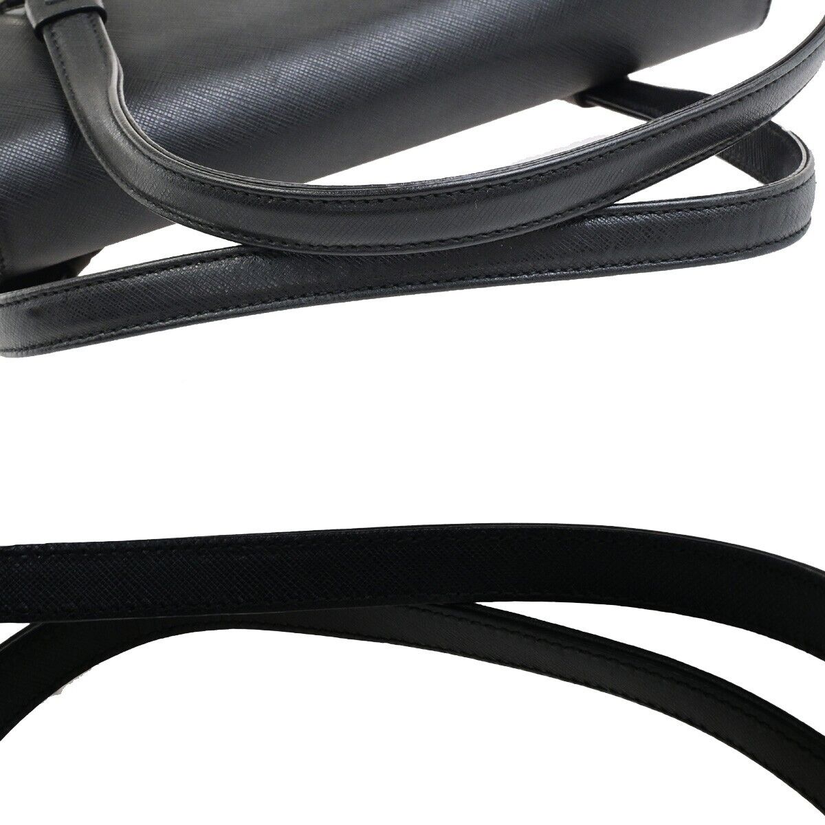 SALVATORE FERRAGAMO Gancini Hand Bag Leather Black Silver Made in Italy 62KA537