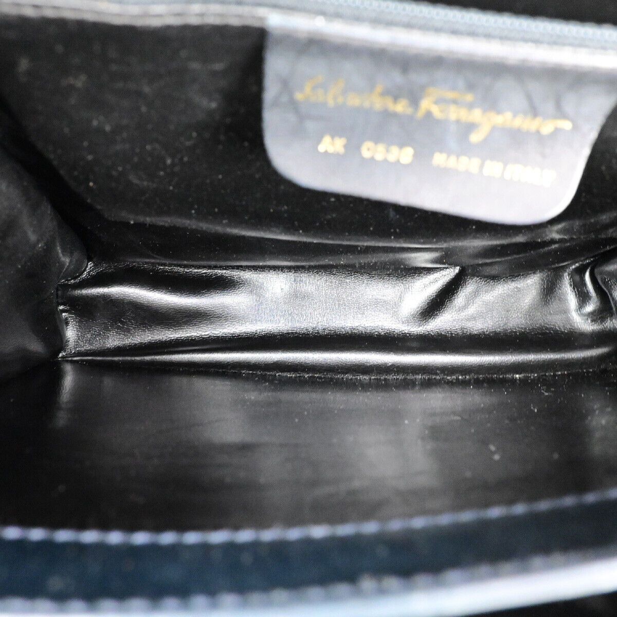 SALVATORE FERRAGAMO Logo Gancini 2Way Shoulder Hand Bag Leather Blue GHW 34YF576