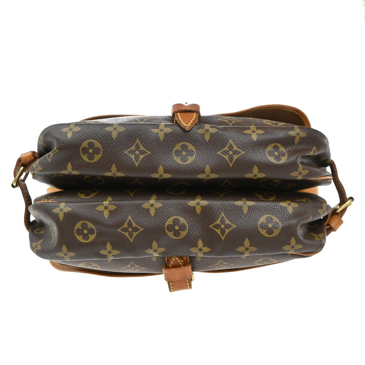 LOUIS VUITTON Logo Saumur 30 Shoulder Bag Monogram Leather Brown M42256 84EG375