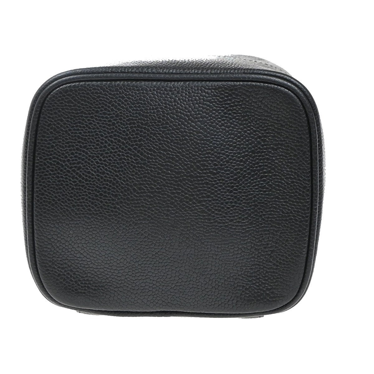 CHANEL CC Vanity Cosmetic Hand Bag Grained Calfskin Leather Black GHW 99RP073