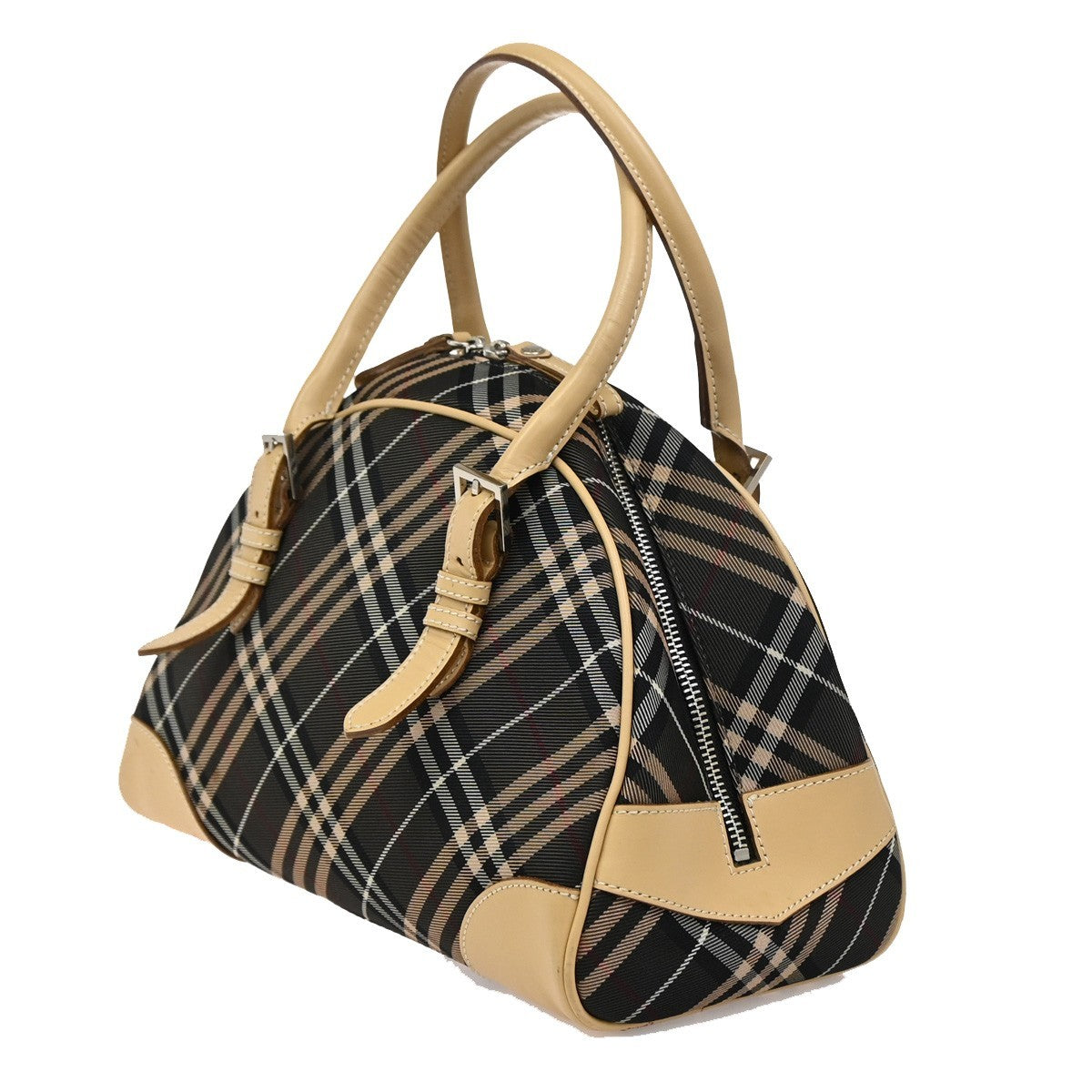 BURBERRY LONDON BLUE LABEL Nova Check Hand Bag Canvas Leather BE BK 63DA185