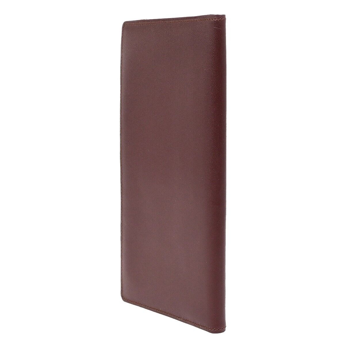 Must De Cartier 2C Logo Vertical Long Bifold Wallet Leather Bordeaux 09EB804