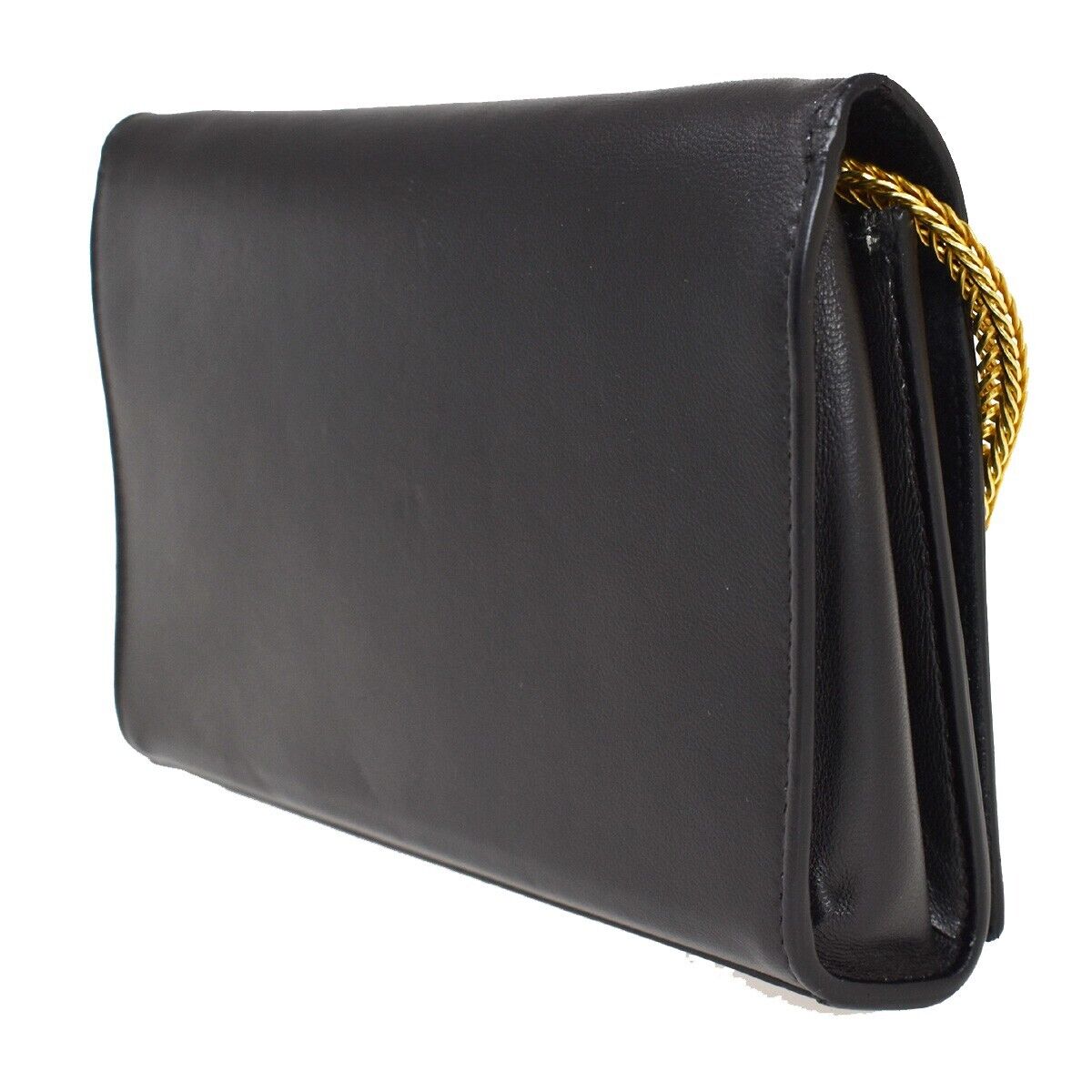 SAINT LAURENT YSL Logo Kate Tassel Chain Shoulder Bag Leather Black 663RH567