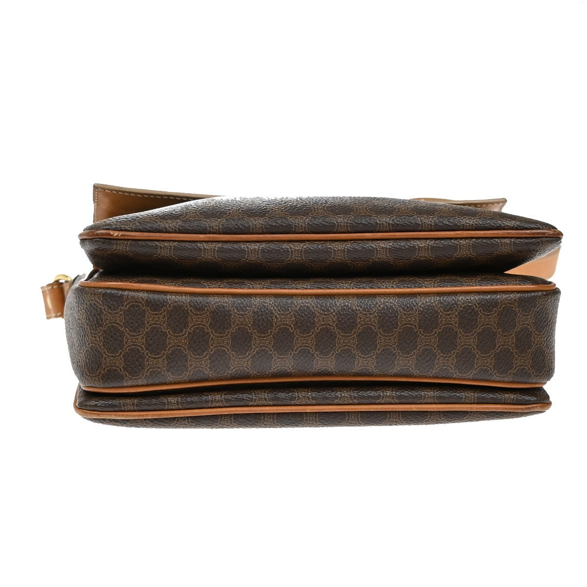 CELINE Logo Macadam Pattern Shoulder Bag PVC Leather Brown GHW Italy 61YH743