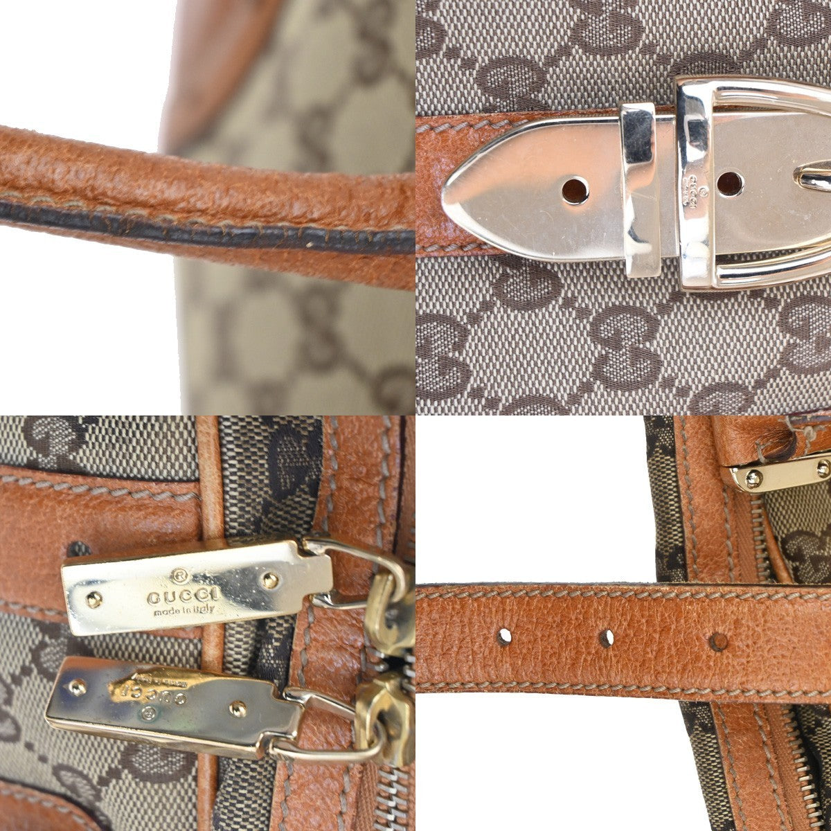 GUCCI GG Pattern Shoulder Tote Bag Canvas Leather Brown GHW Italy 80TA329