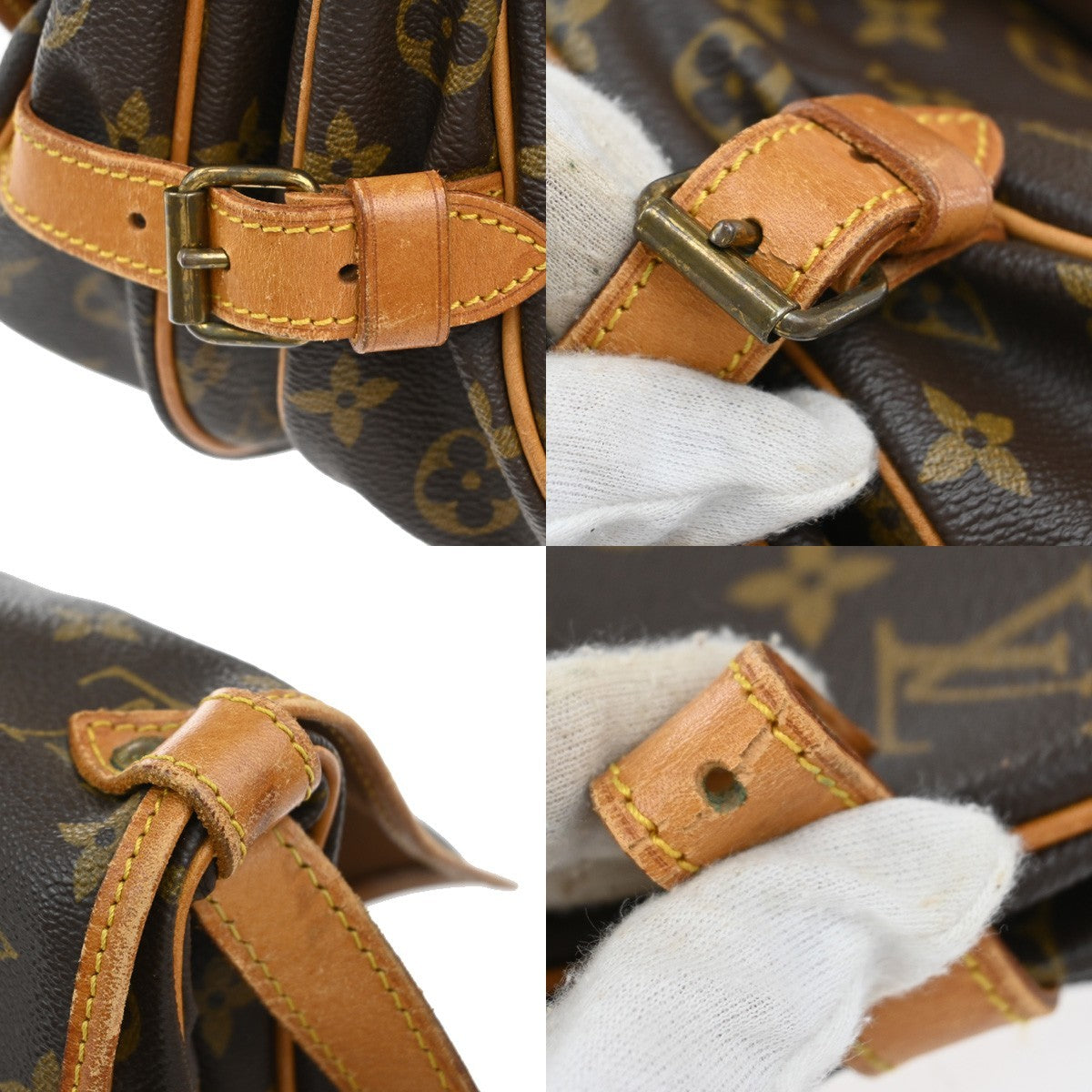 LOUIS VUITTON Logo Saumur 30 Shoulder Bag Monogram Leather Brown M42256 18EF915