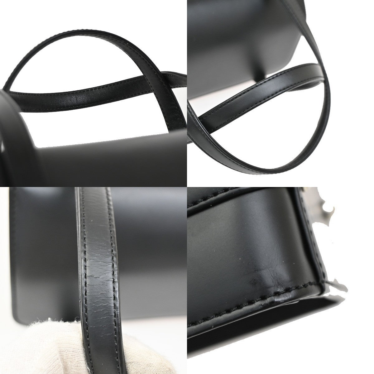 BURBERRYS Logo Nova Check Mini Handbag Canvas Leather Black Beige SHW 30DA223