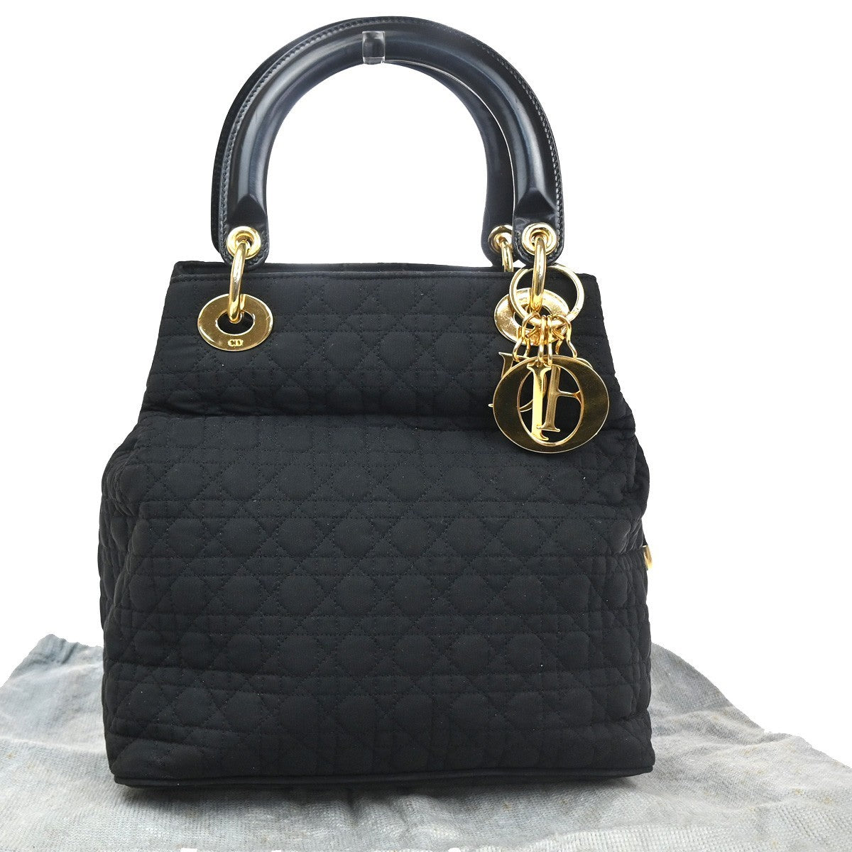 CHRISTIAN DIOR Lady Dior Cannage Hand bag Nylon leather Italy GHW  72KD052