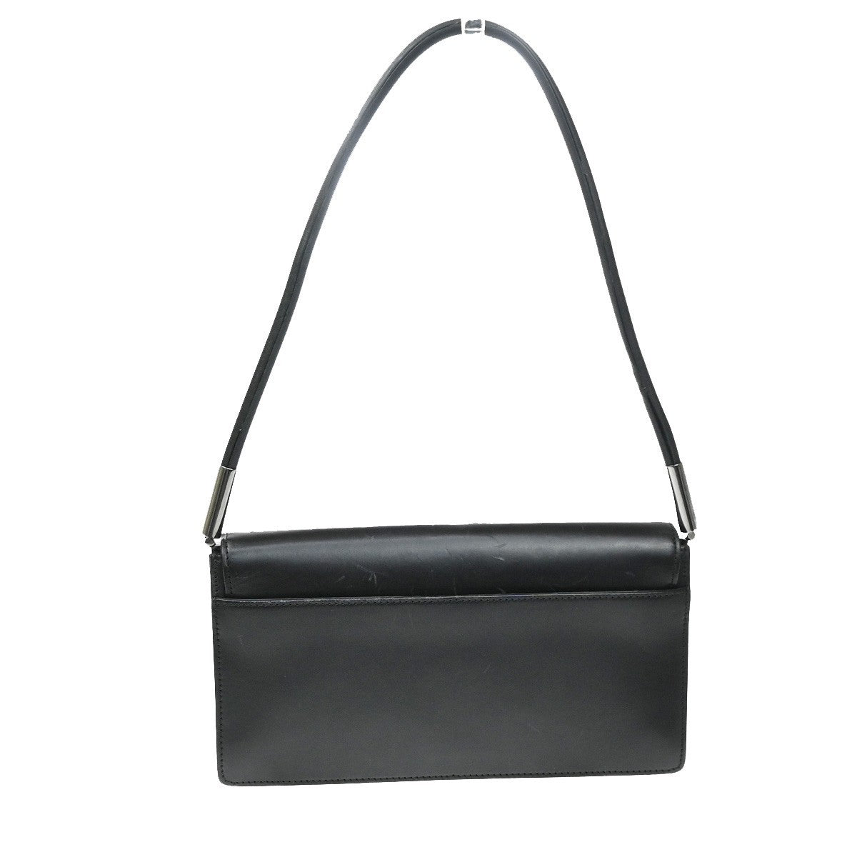 GUCCI Logo GG Shoulder Hand Bag Leather Black SHW Italy 66YJ174