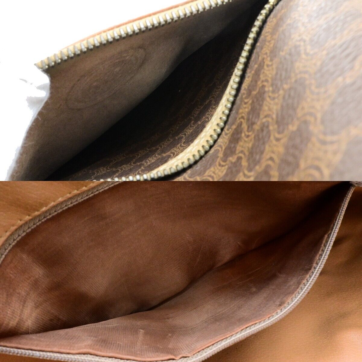 CELINE Macadam Pattern 2Way Shoulder Tote Bag PVC Leather Brown Italy 61KA539
