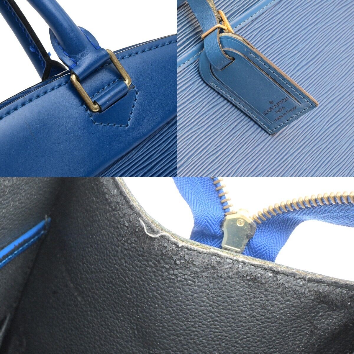 LOUIS VUITTON LV Logo Riviera Hand Bag Epi Leather Blue France M48185 64EA211