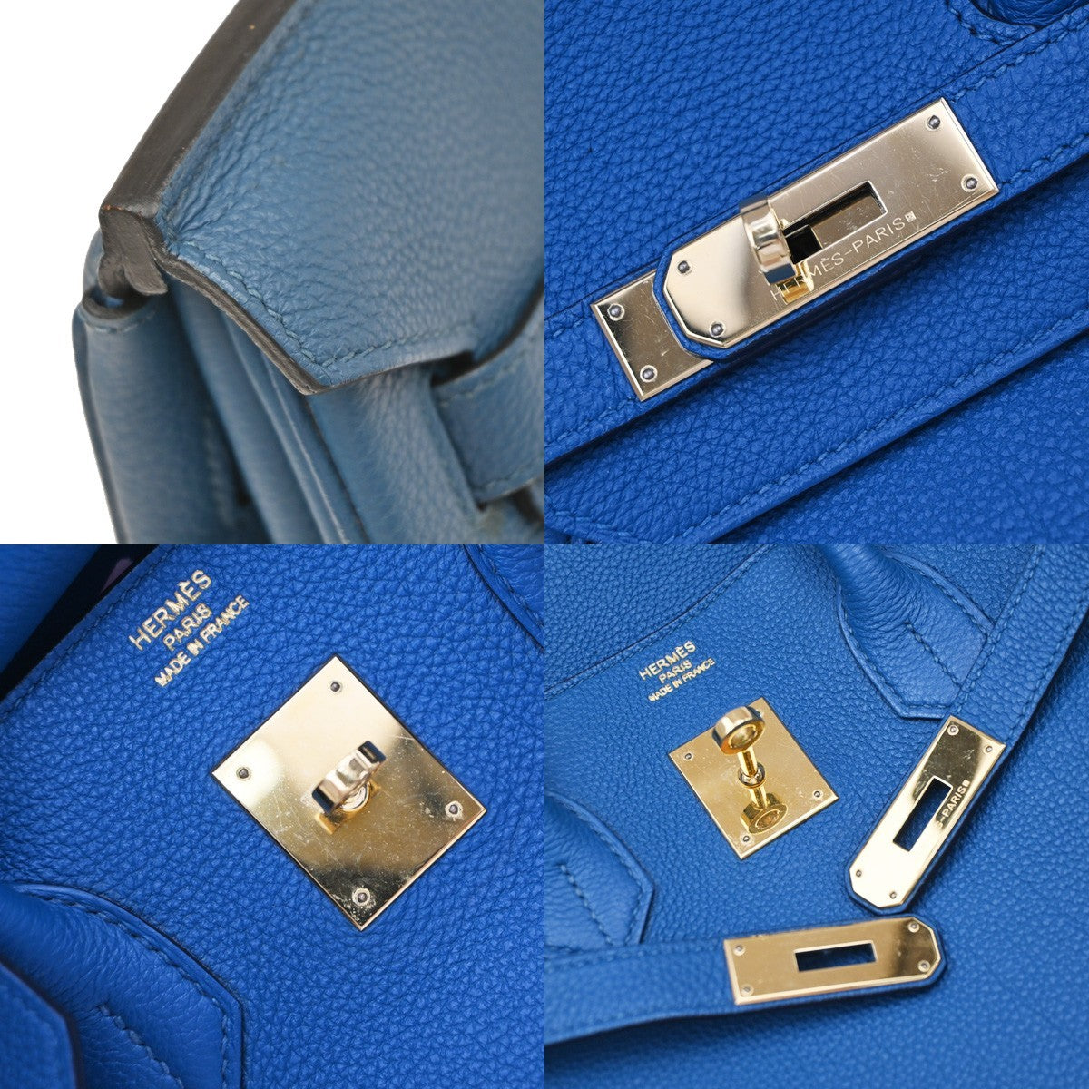 HERMES Birkin 35 Hand Bag Togo Leather Square Q Blue de Galice GHW 6600LC640