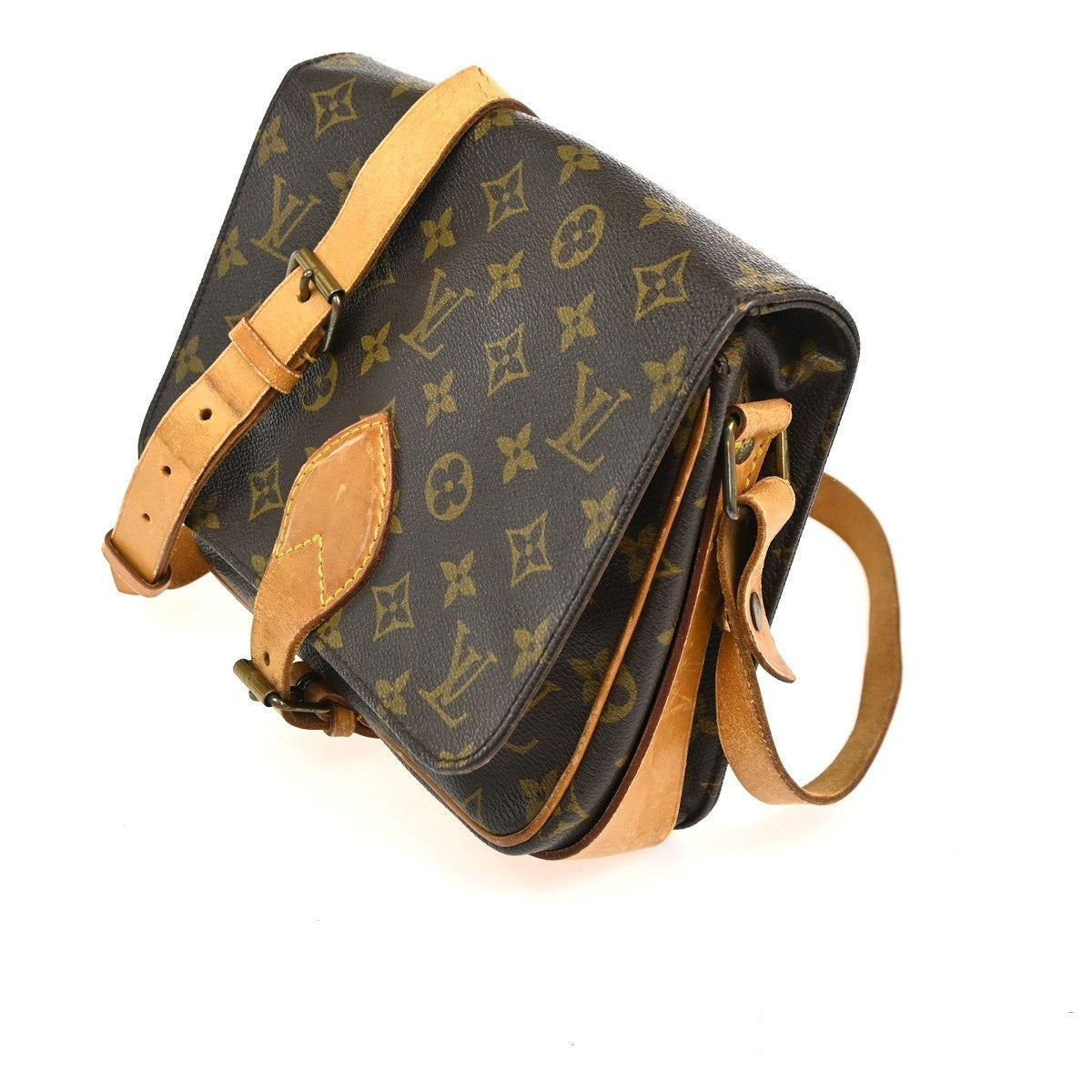 LOUIS VUITTON Cartouchiere MM Shoulder Bag Monogram Leather Brown M51253 86TA531