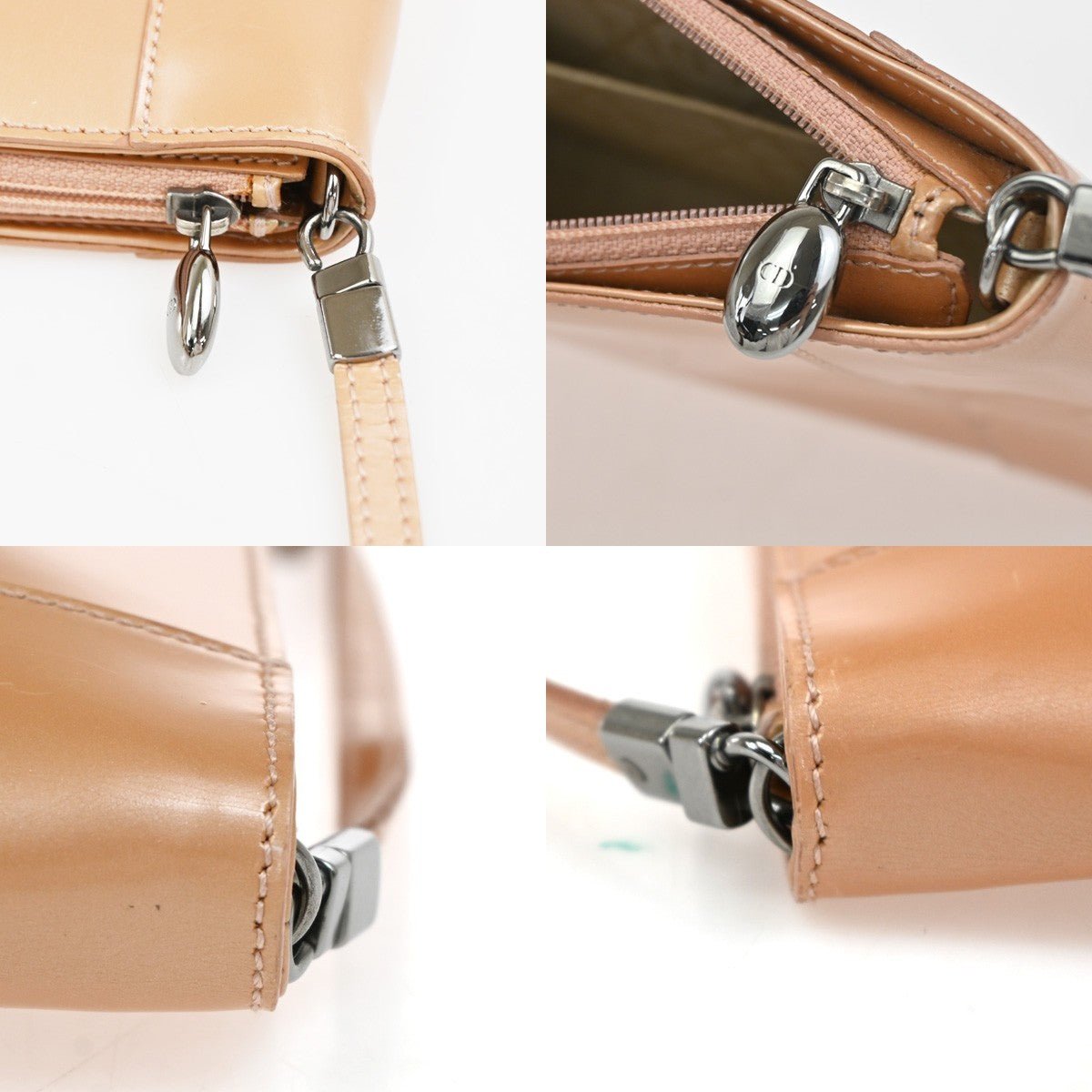 CHRISTIAN DIOR  Crossbody Shoulder Bag Patent Leather Beige SHW Italy 05CA914