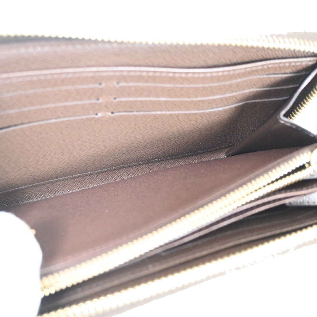 LOUIS VUITTON Zippy Wallet Long Bifold Purse Damier Leather Brown N60015 21RJ315