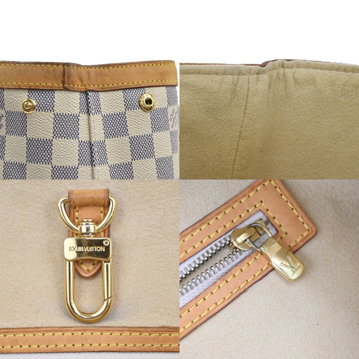 LOUIS VUITTON Hampstead MM Shoulder Bag Damier Azur Leather White N51206 88KB552