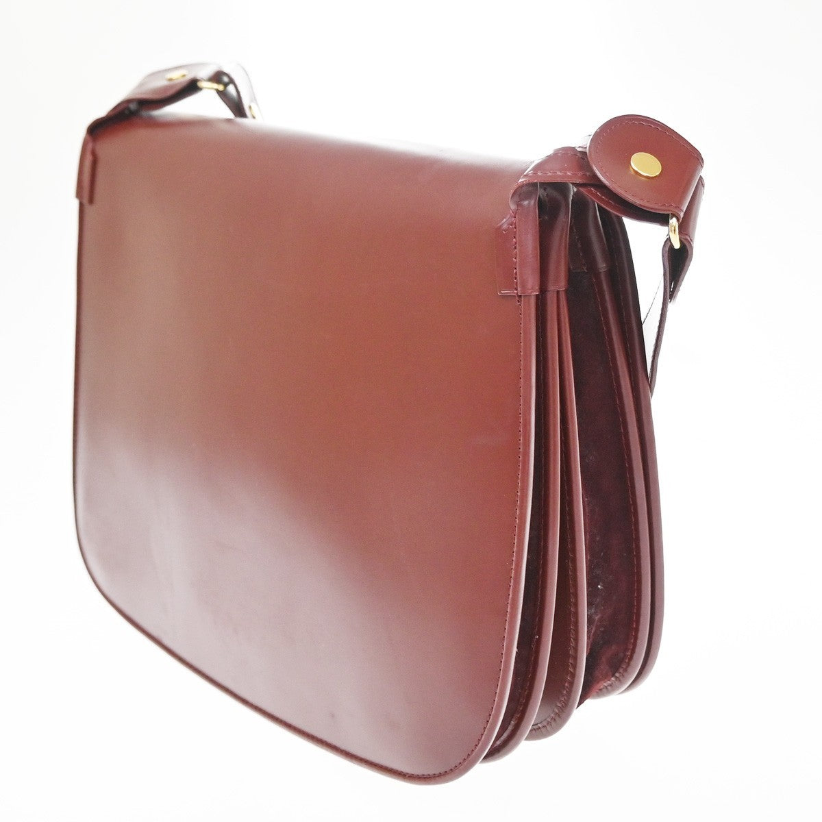 CARTIER 2C Logo Shoulder Crossbody Bag Leather Red GHW France 35YJ122