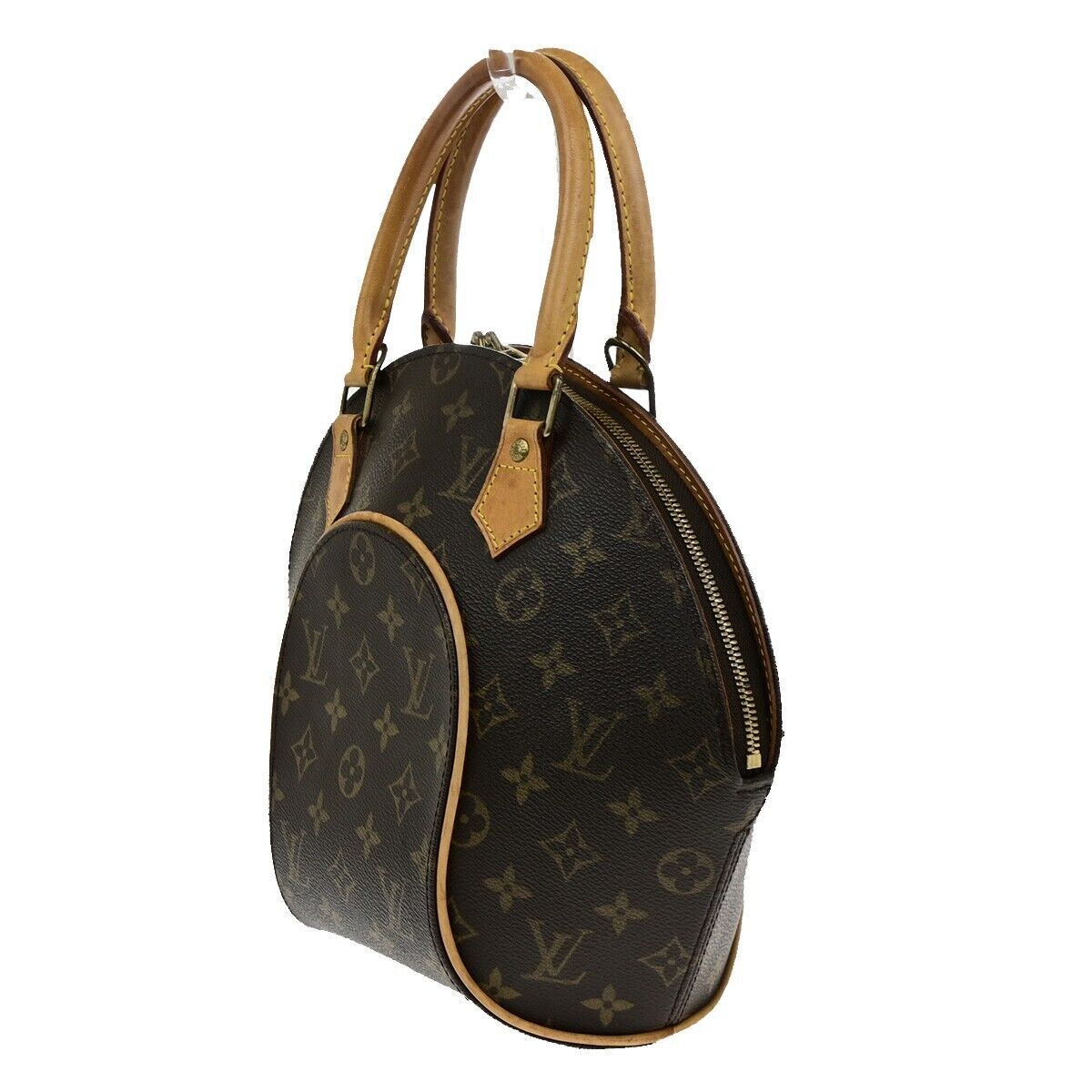 LOUIS VUITTON LV Logo Ellipse PM Hand Bag Monogram Leather Brown M51127 72ED452