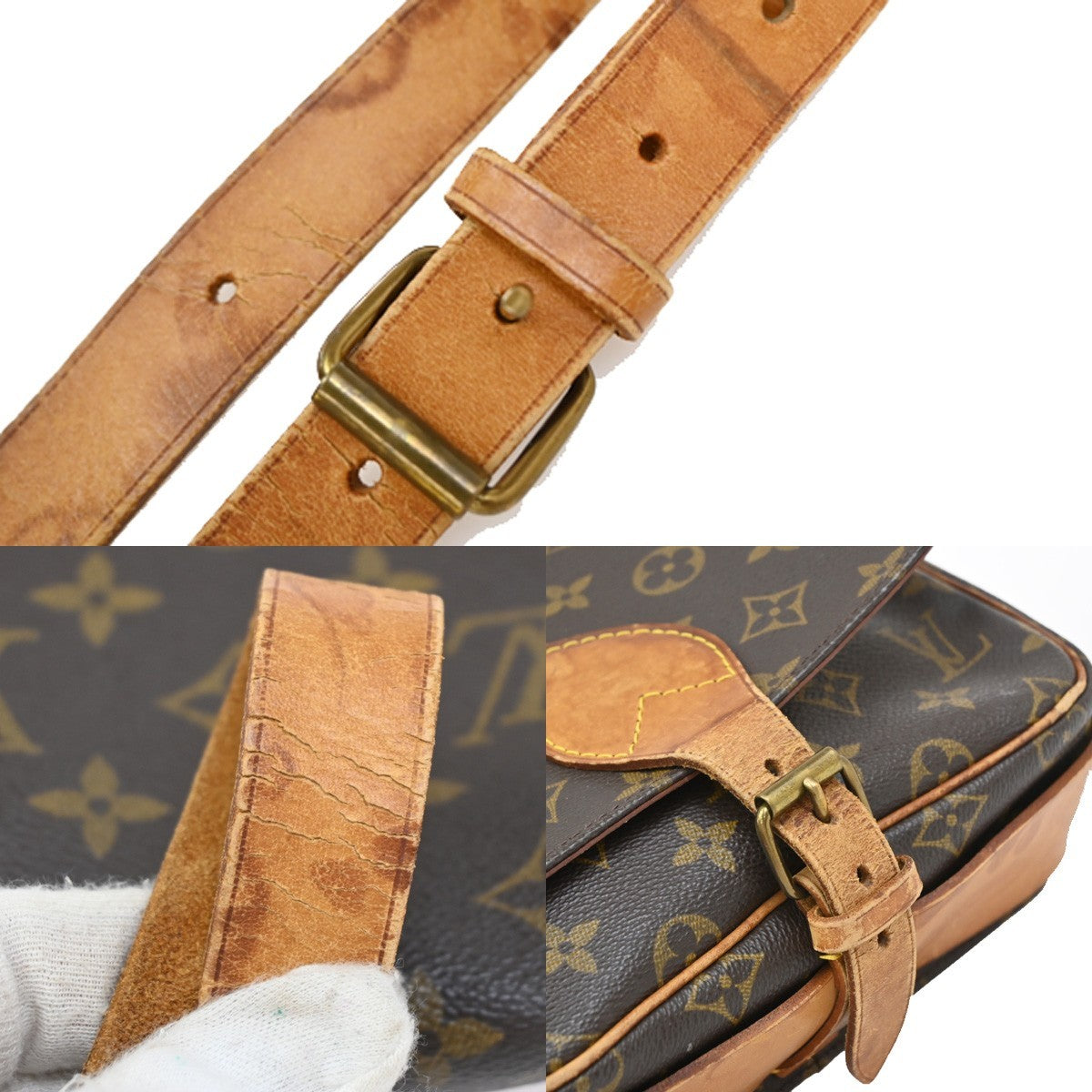LOUIS VUITTON Cartouchiere MM Shoulder Bag Monogram Leather Brown M51253 64EF845