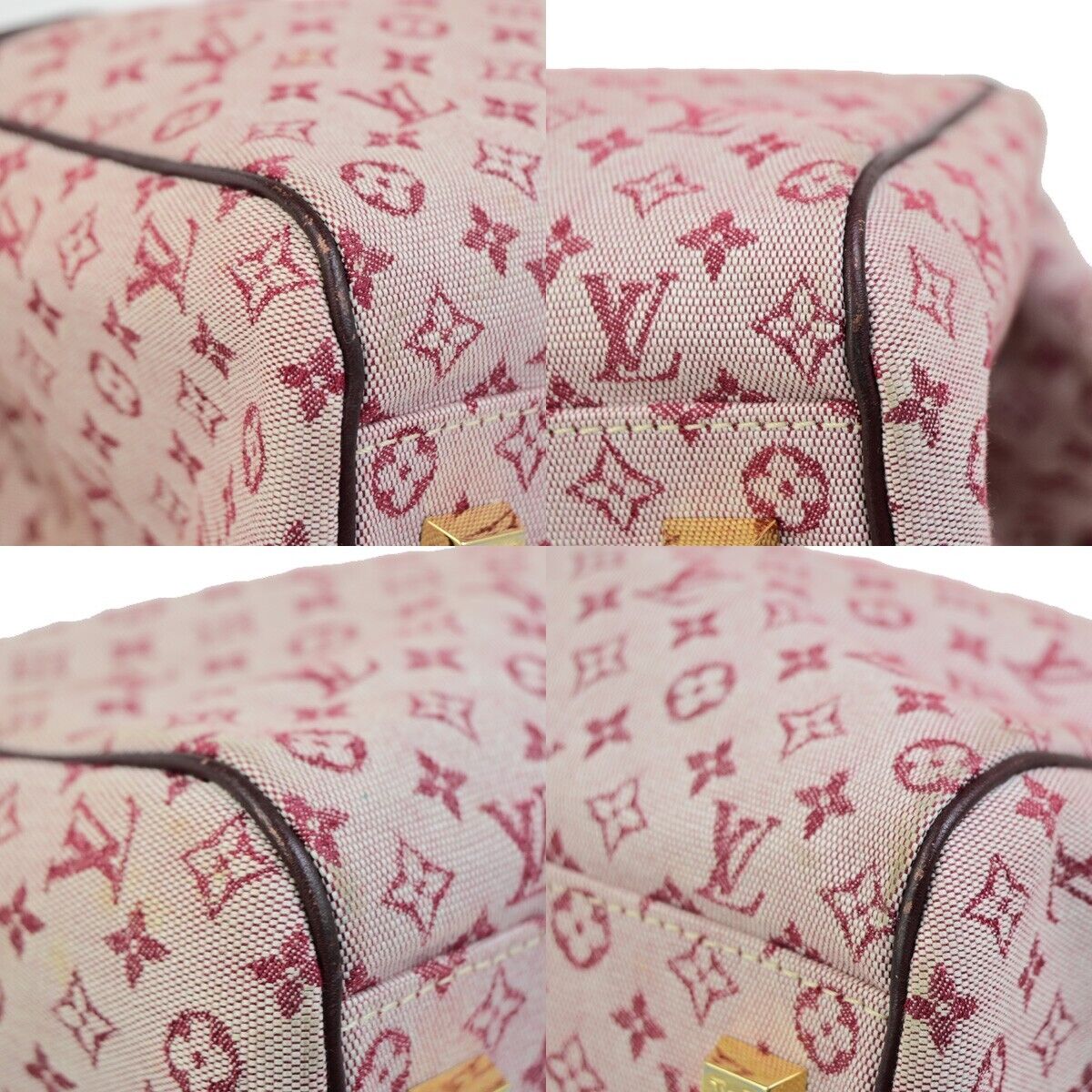 LOUIS VUITTON Logo Josephine GM Hand Bag Monogram Mini Canvas Red M92213 83EC887