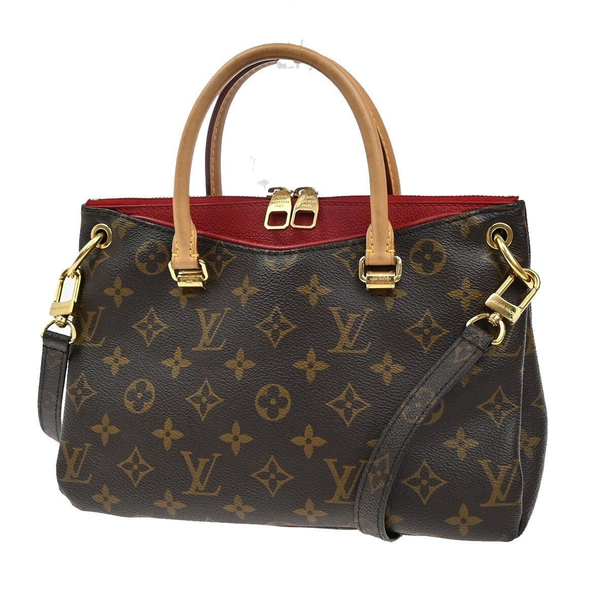 LOUIS VUITTON Pallas BB 2Way Hand Bag Monogram Leather Brown Red M41241 681EE132
