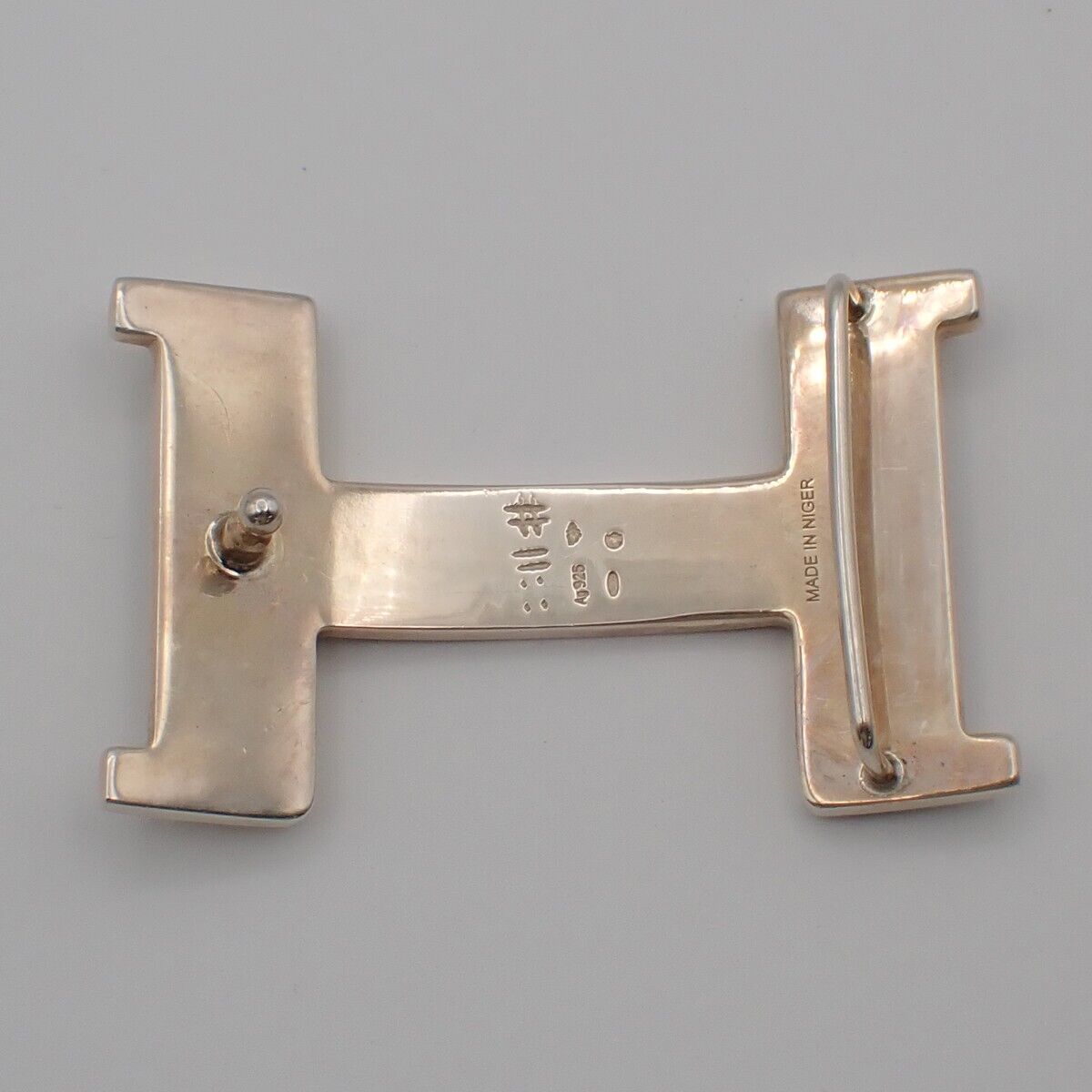 HERMES Logo Touareg Belt Buckle Ag925 Silver Accessory 19RK947