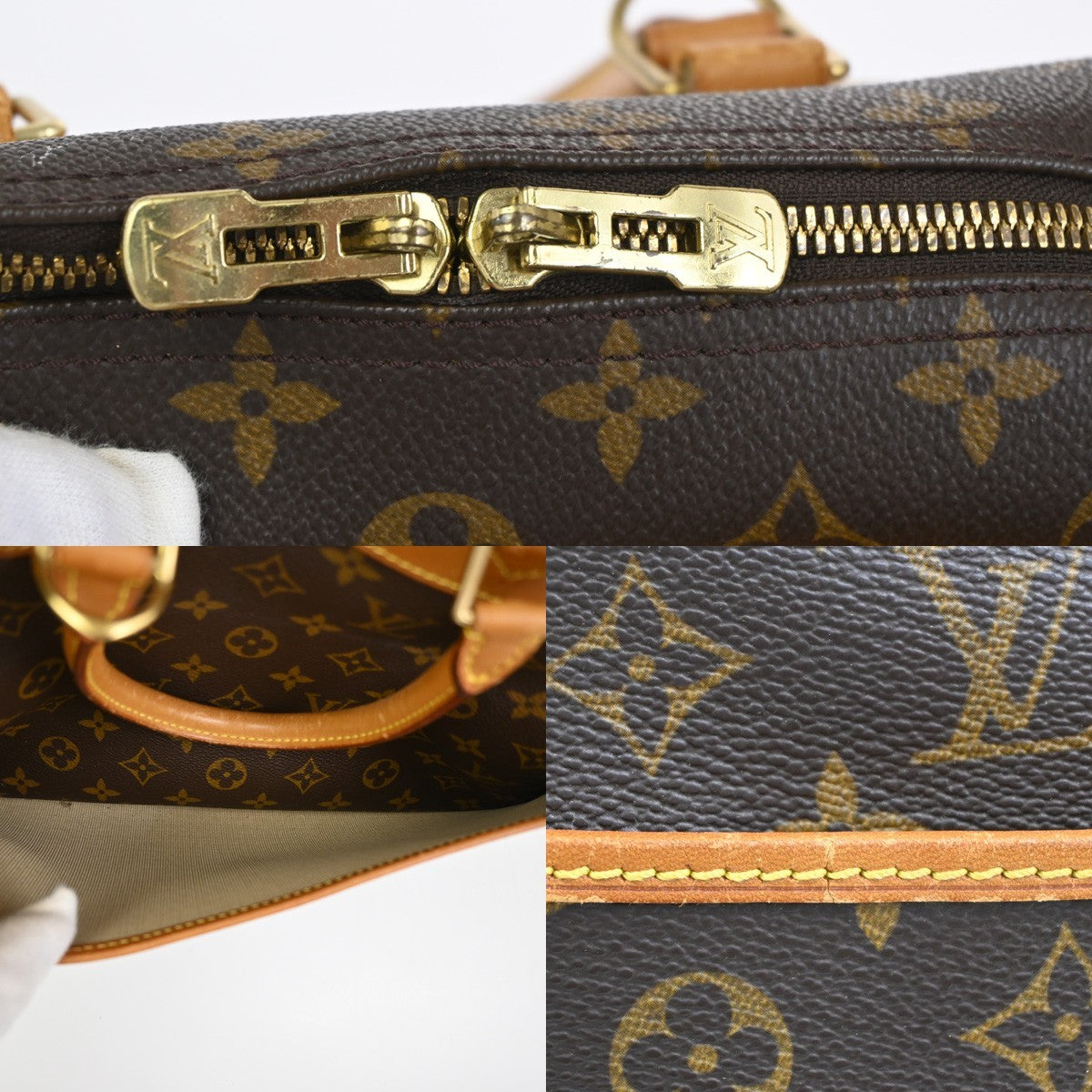 LOUIS VUITTON LV Logo Deauville Hand Bag Monogram Leather Brown M47270 81TA644